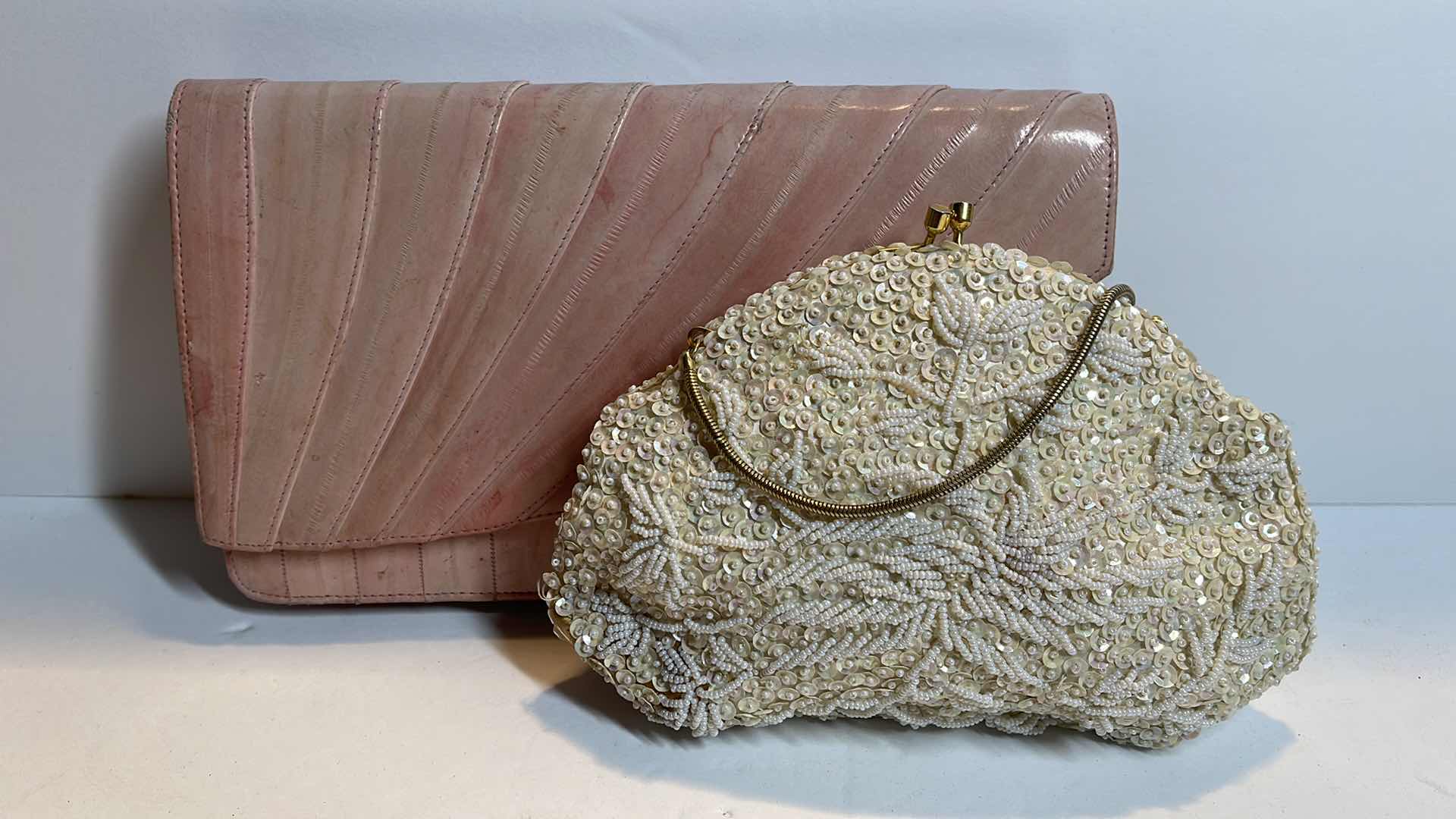 Photo 1 of VINTAGE EEL SKIN PURSE AND DETAILED BEADED PURSE