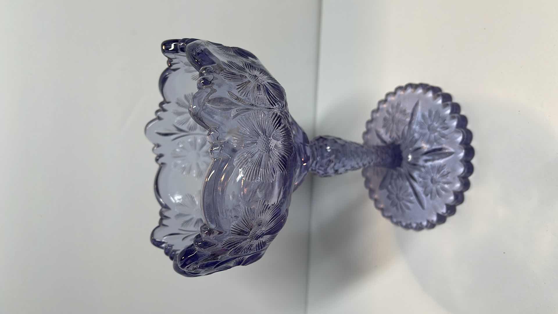 Photo 2 of US GLASS CO. SWUNG VASE ANTIQUE, BLUE DOT BUD VASE, FENTON PURITY DAISY GLASS