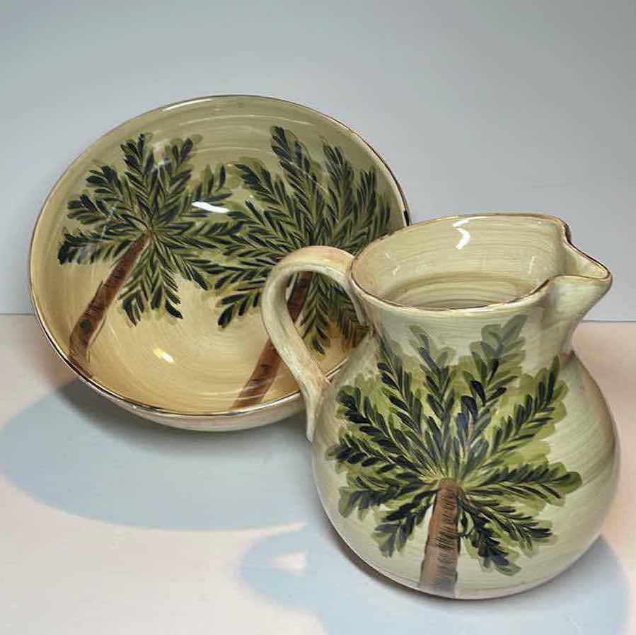 Photo 1 of EMERALD BAY HAND-PAINTED PALM TREE COLLECTION SERVING DISHES