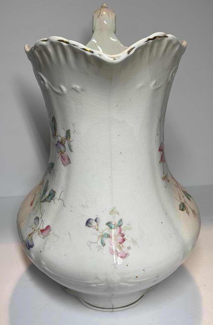 Photo 2 of ANTIQUE HAND-PAINTED PITCHER H-12”