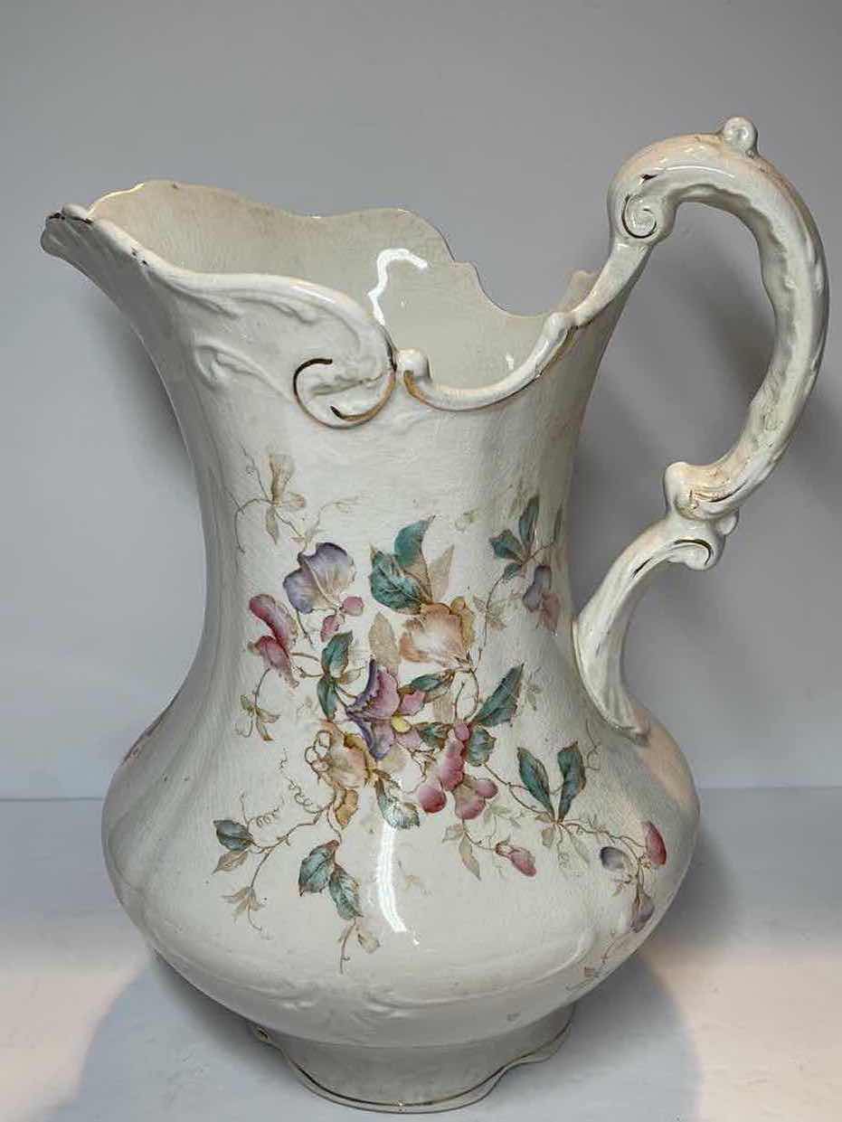 Photo 1 of ANTIQUE HAND-PAINTED PITCHER H-12”