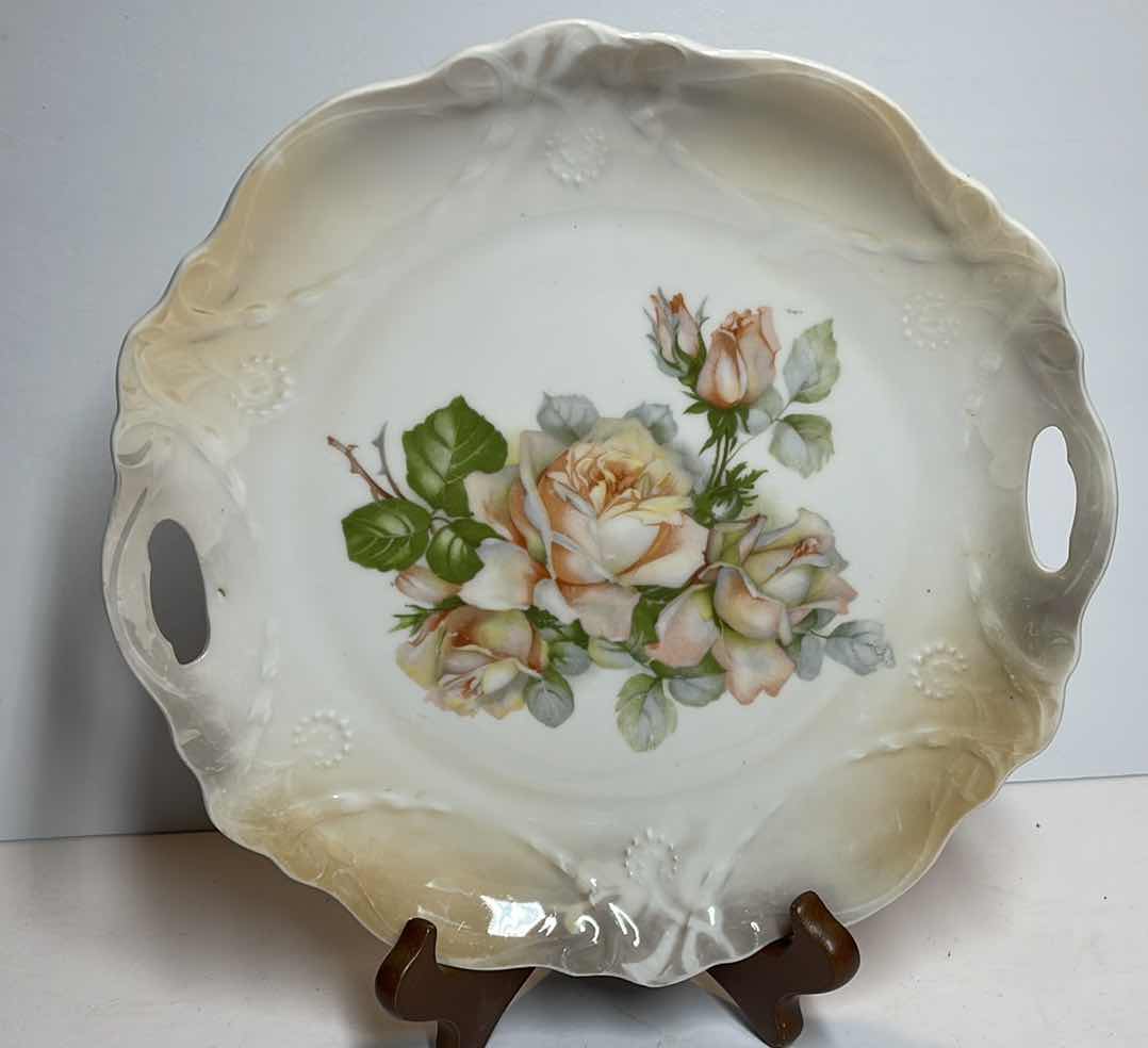 Photo 2 of ANTIQUE GERMAN PORCELAIN HANDLED PLATE & SWAN HOME DECOR