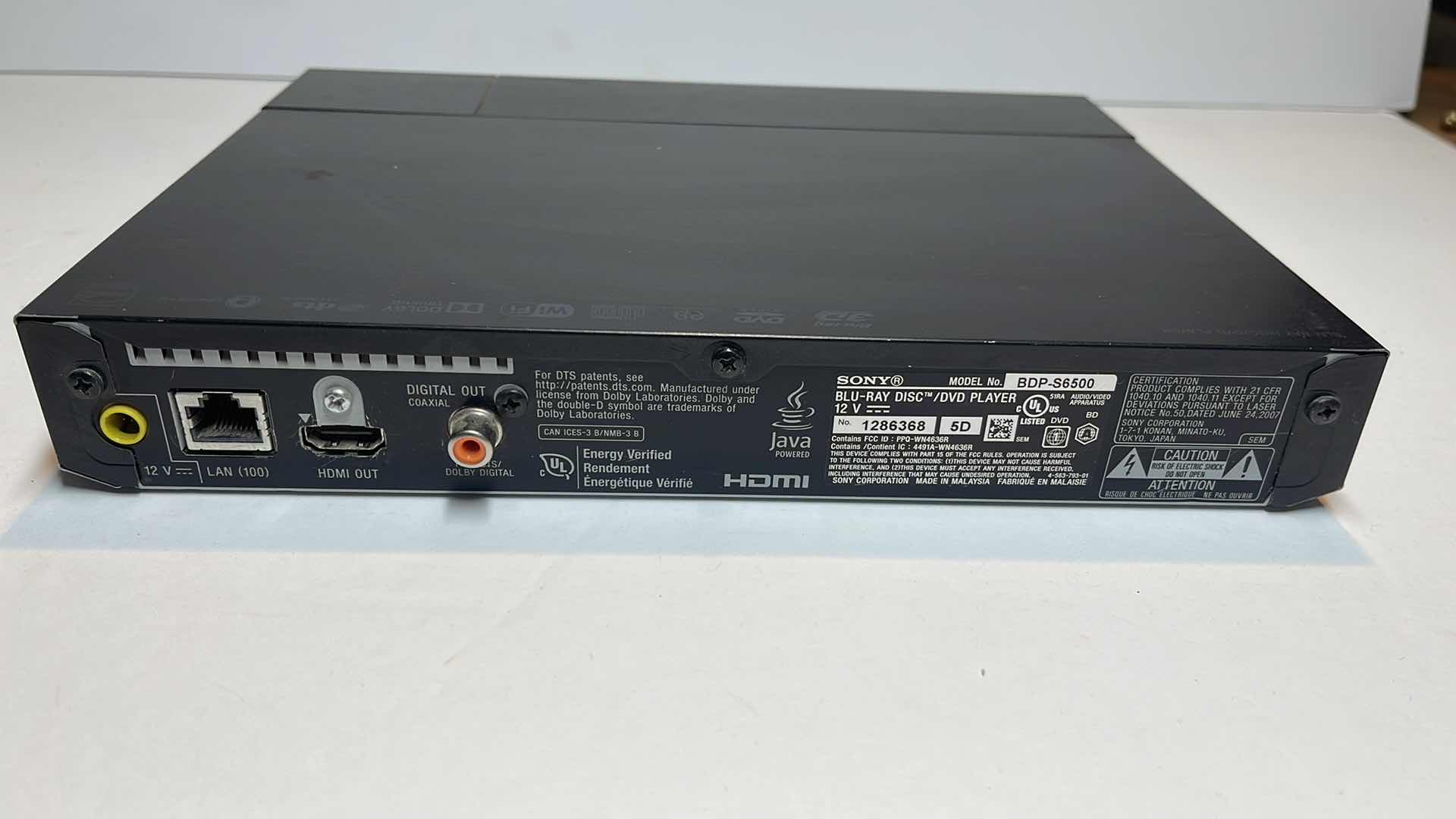 Photo 4 of SONY BLU-RA PLAYER / DVD PLAYER MODEL # BDP-S6500