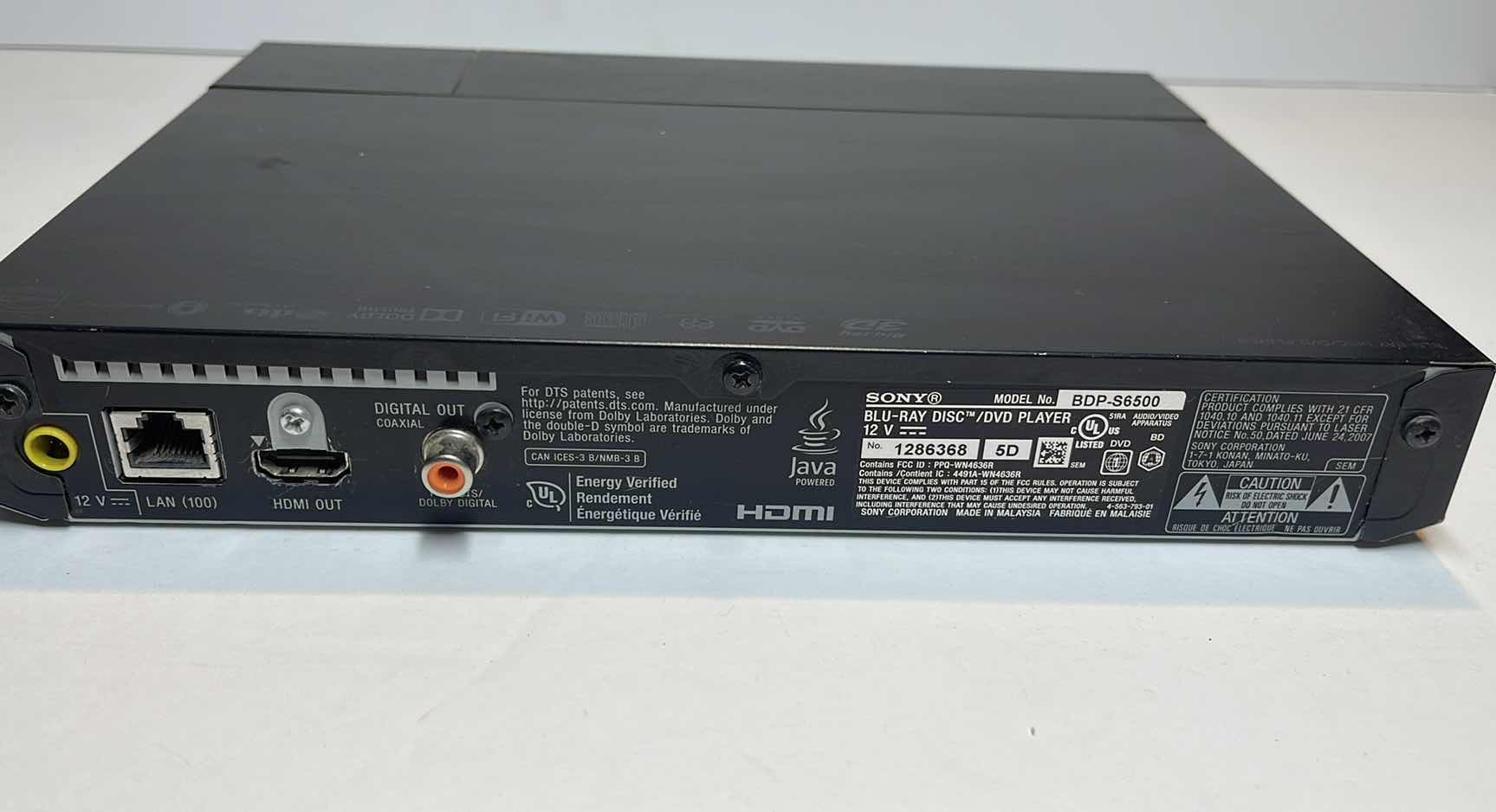 Photo 4 of SONY BLU-RAY / DVD PLAYER MODEL # BPD-S6500