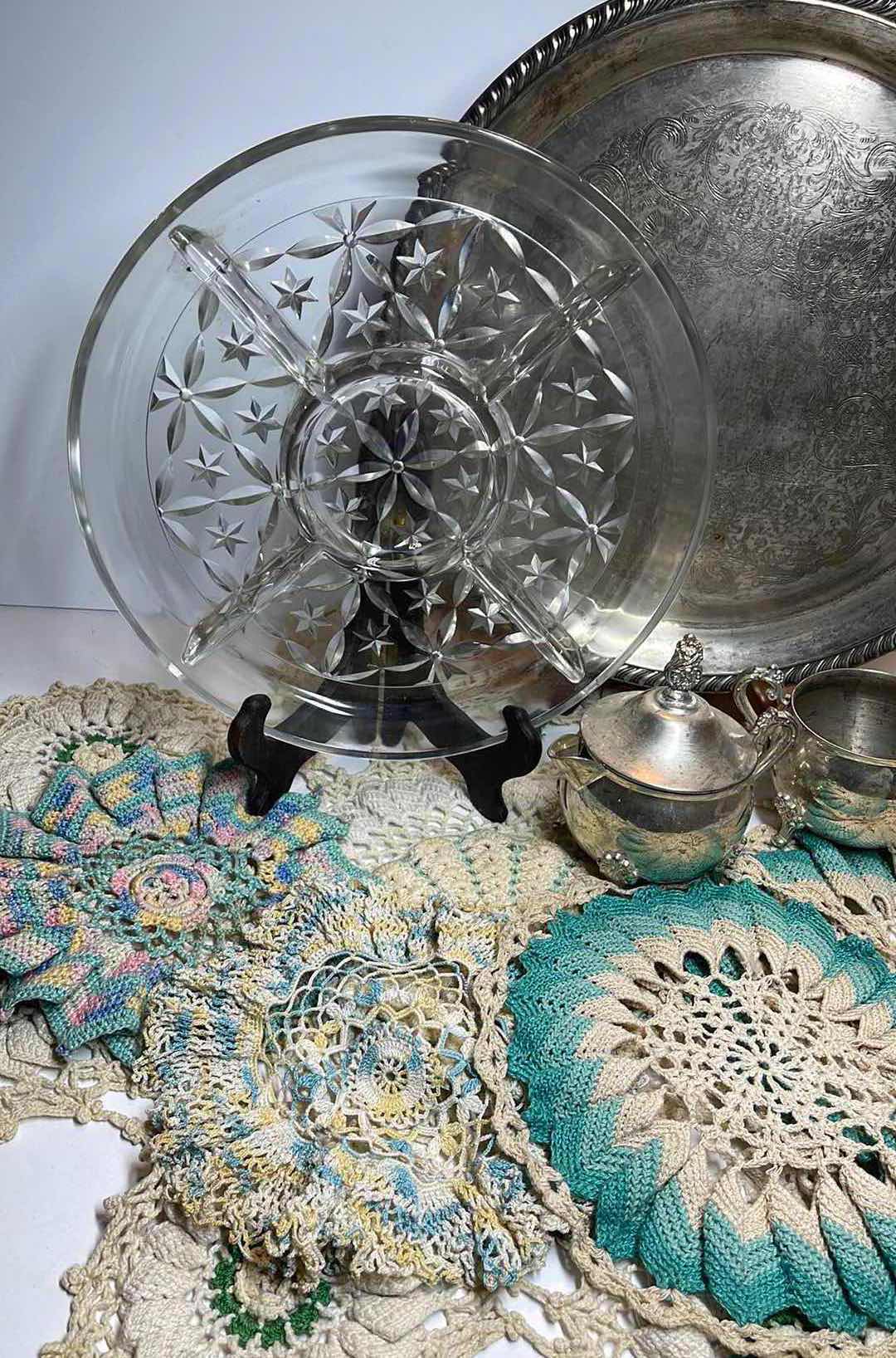 Photo 3 of VINTAGE SERVING DISHES AND HANDCRAFTED DOILIES