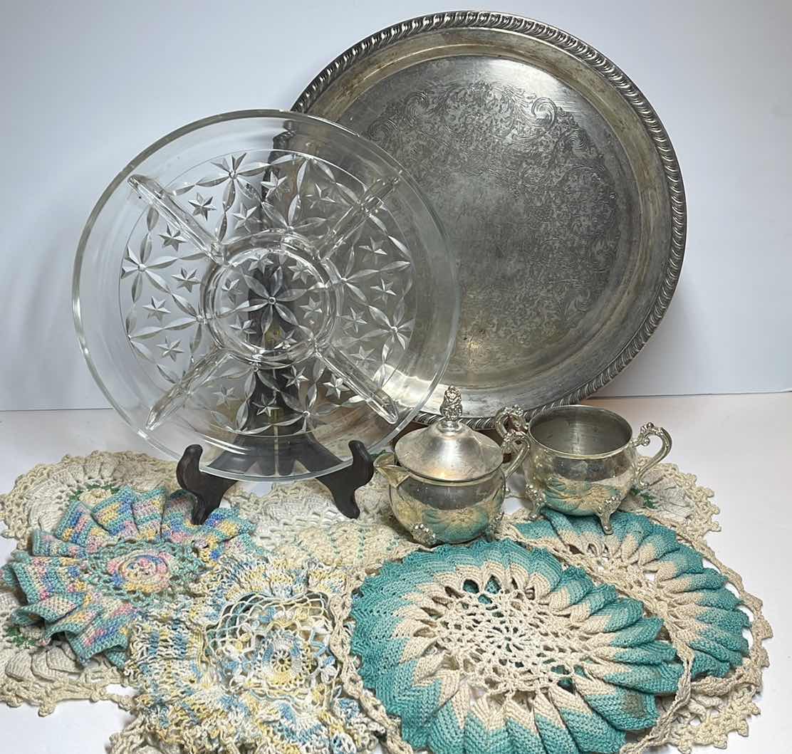 Photo 1 of VINTAGE SERVING DISHES AND HANDCRAFTED DOILIES