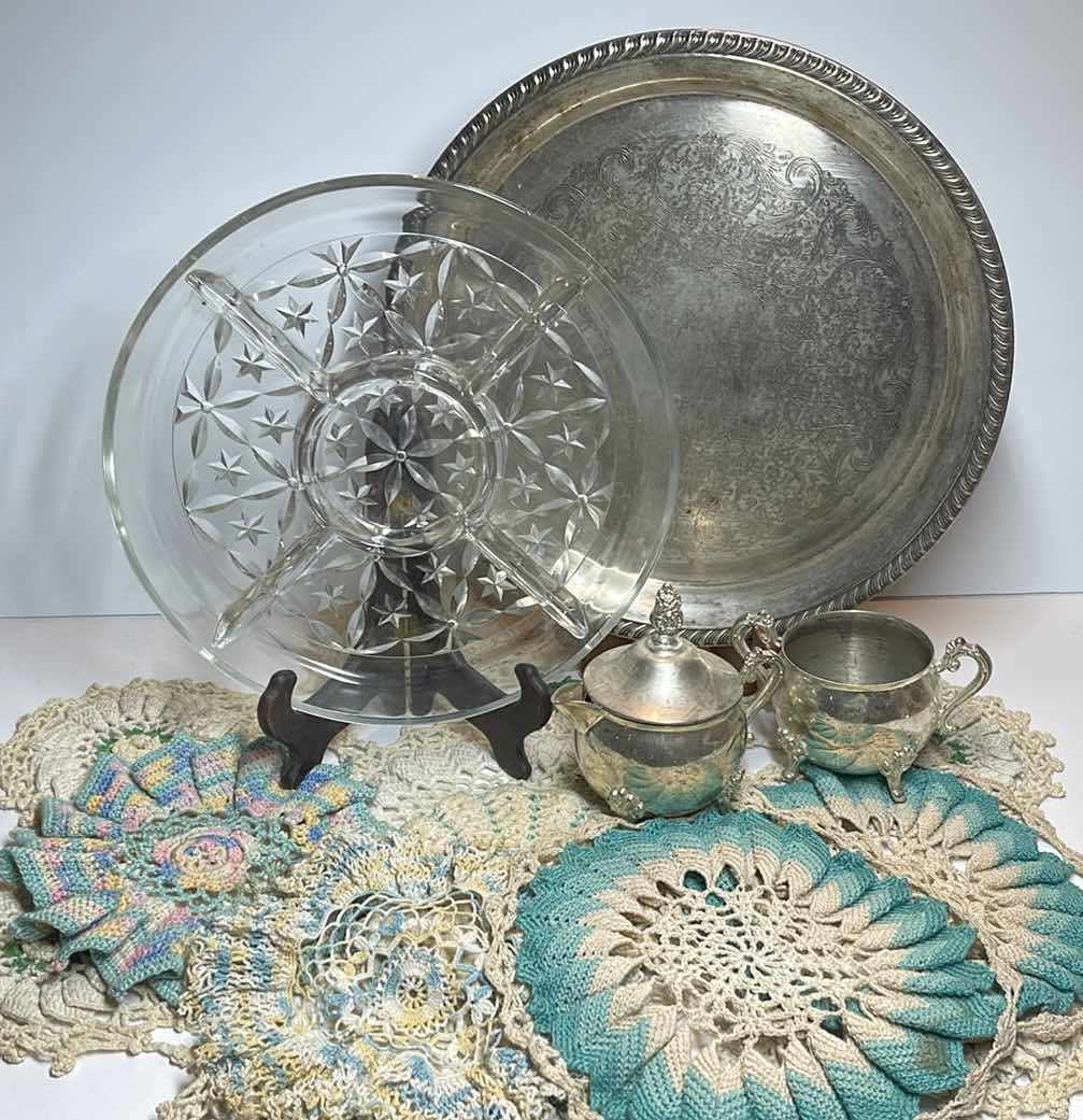 Photo 2 of VINTAGE SERVING DISHES AND HANDCRAFTED DOILIES