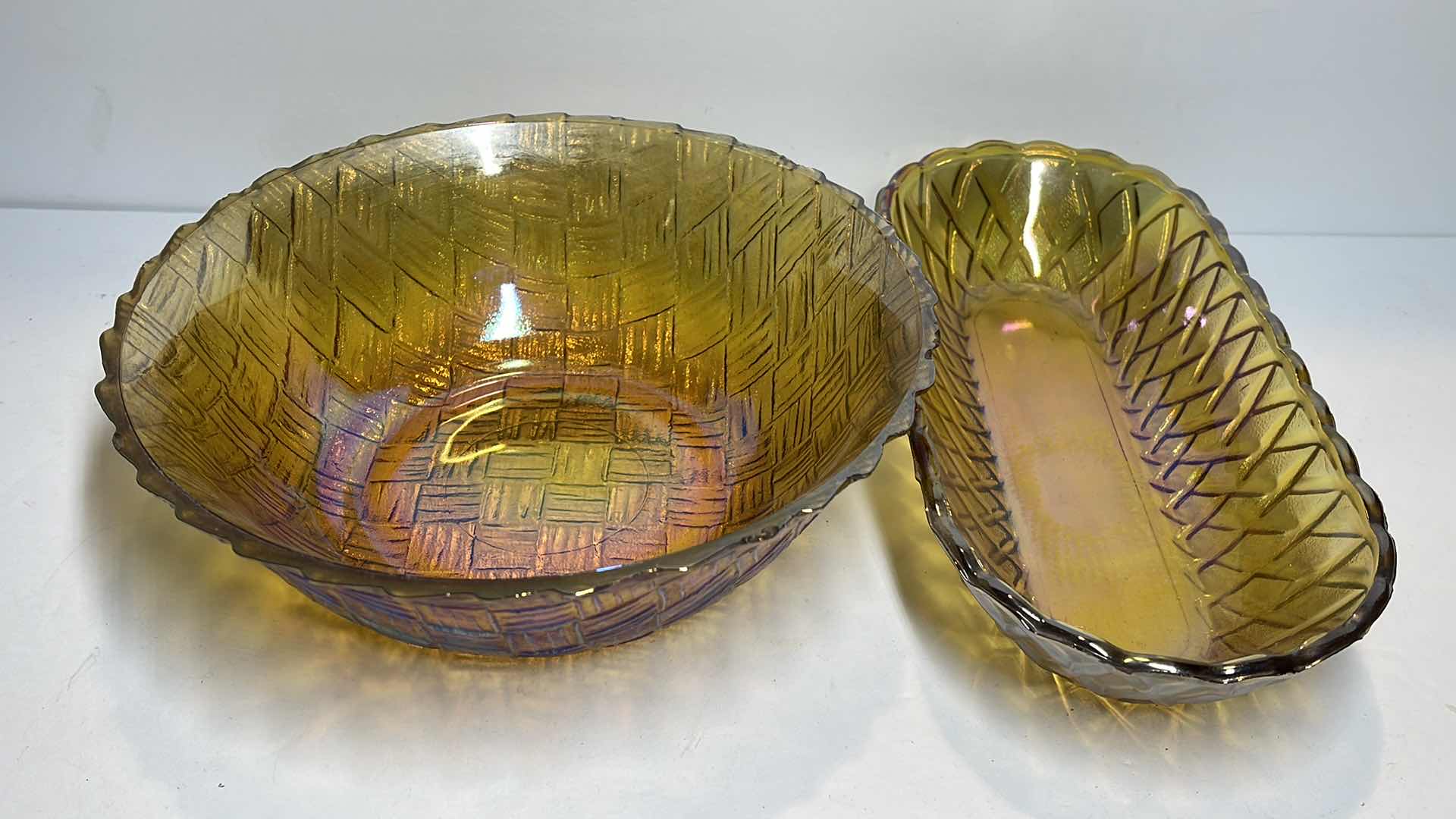 Photo 1 of CARNIVAL GLASS SERVING DISHES