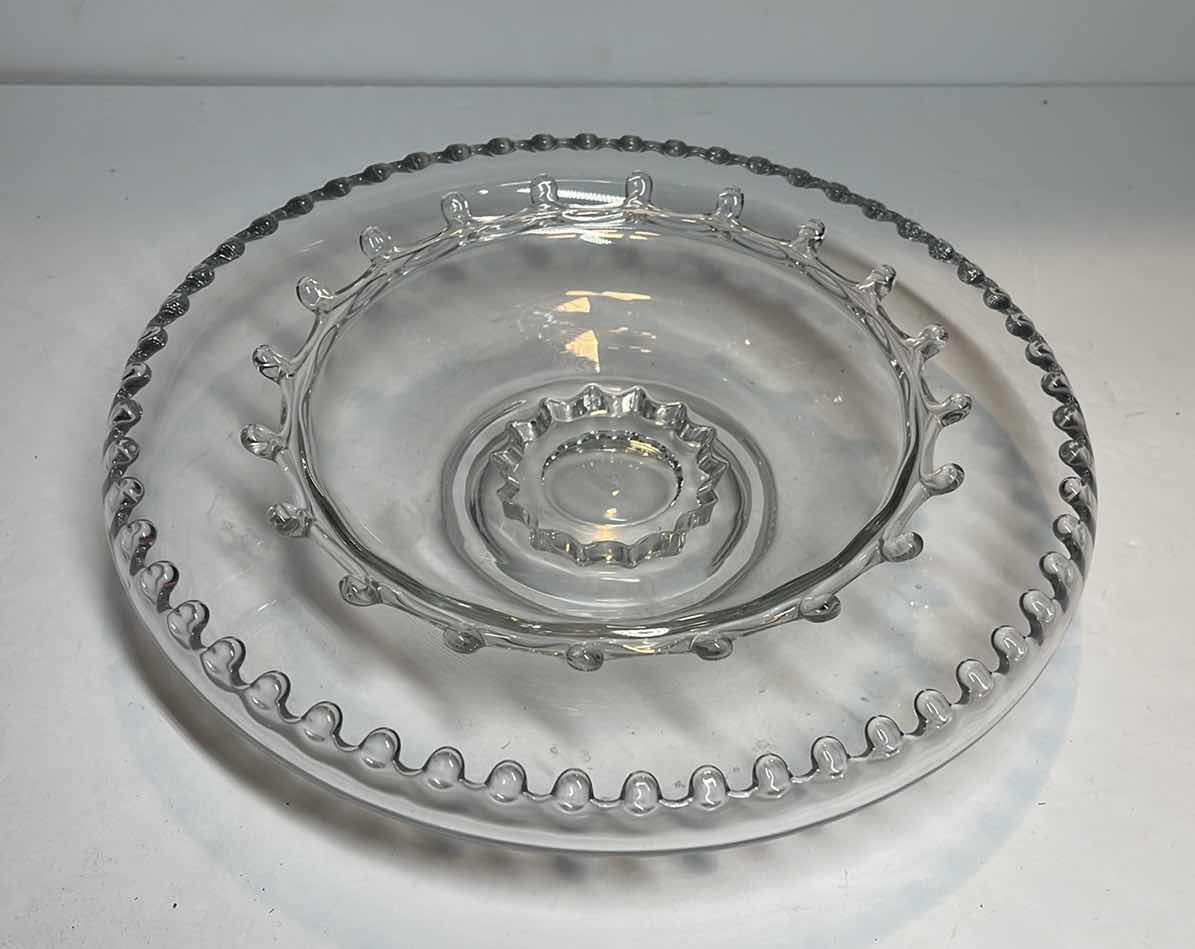 Photo 3 of VINTAGE IMPERIAL GLASS CANDLEWICK CUPPED EDGE AND VINTAGE NOUGAT PLATE