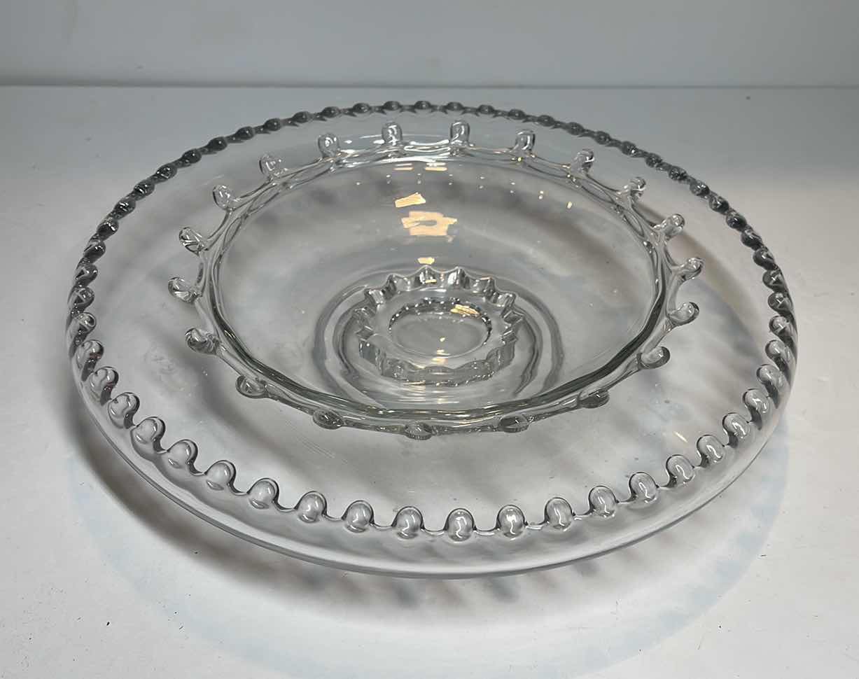 Photo 2 of VINTAGE IMPERIAL GLASS CANDLEWICK CUPPED EDGE AND VINTAGE NOUGAT PLATE