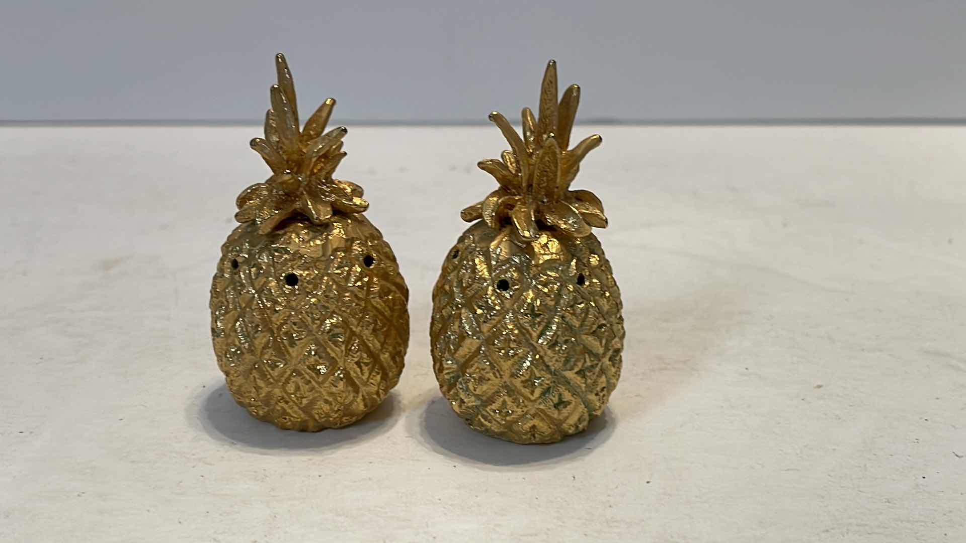 Photo 2 of 2 SETS - GOLD SALT & PEPPER SHAKERS 