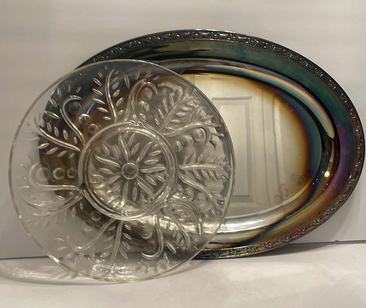 Photo 1 of ONE CRYSTAL GLASS SERVING DISH AND SERVING PLATTER