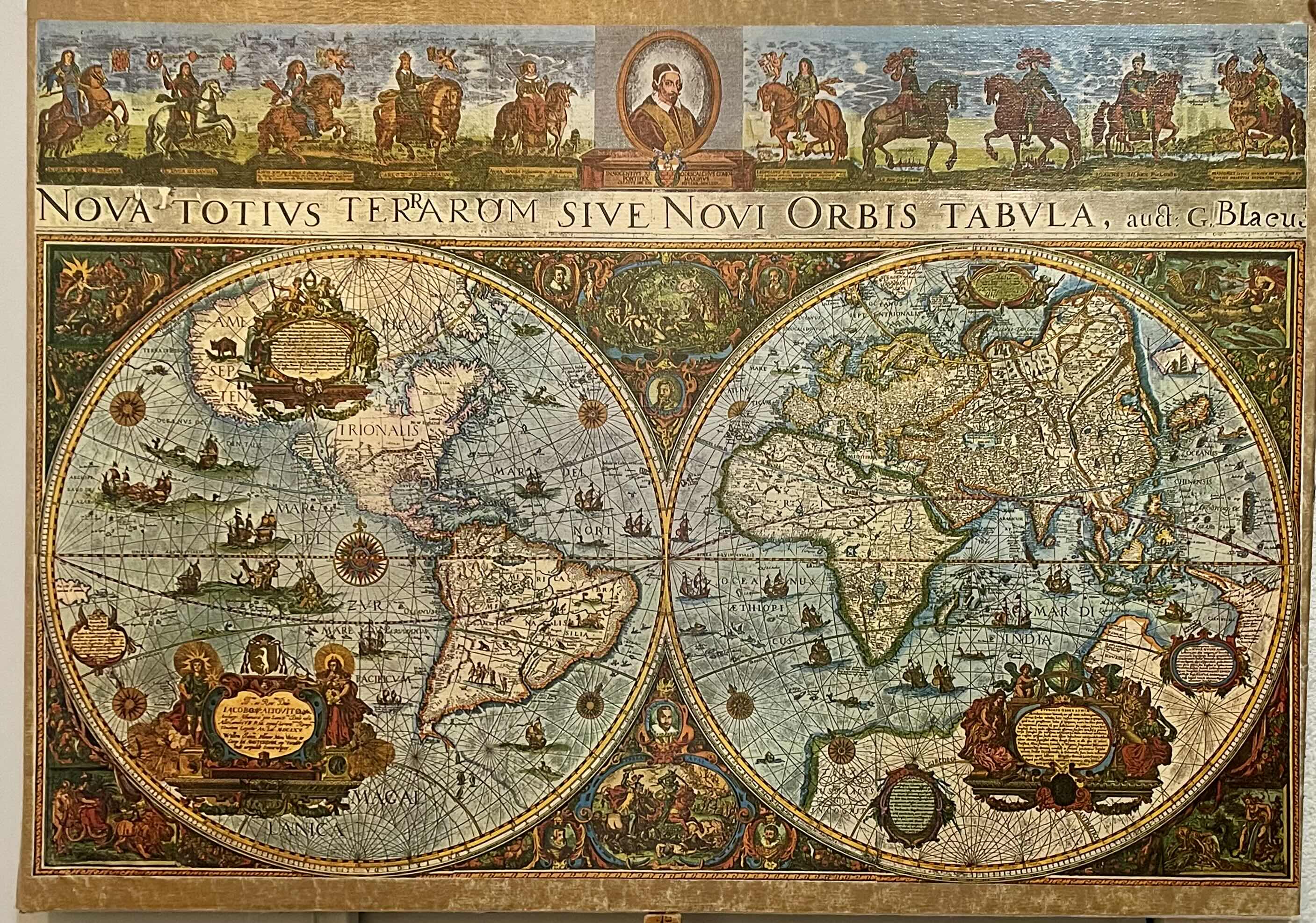 Photo 1 of VINTAGE RAVENSBURGER ANTIQUE WORLD MAP PRINT ON CANVAS 38”x27” - RETAIL PRICE $120.00