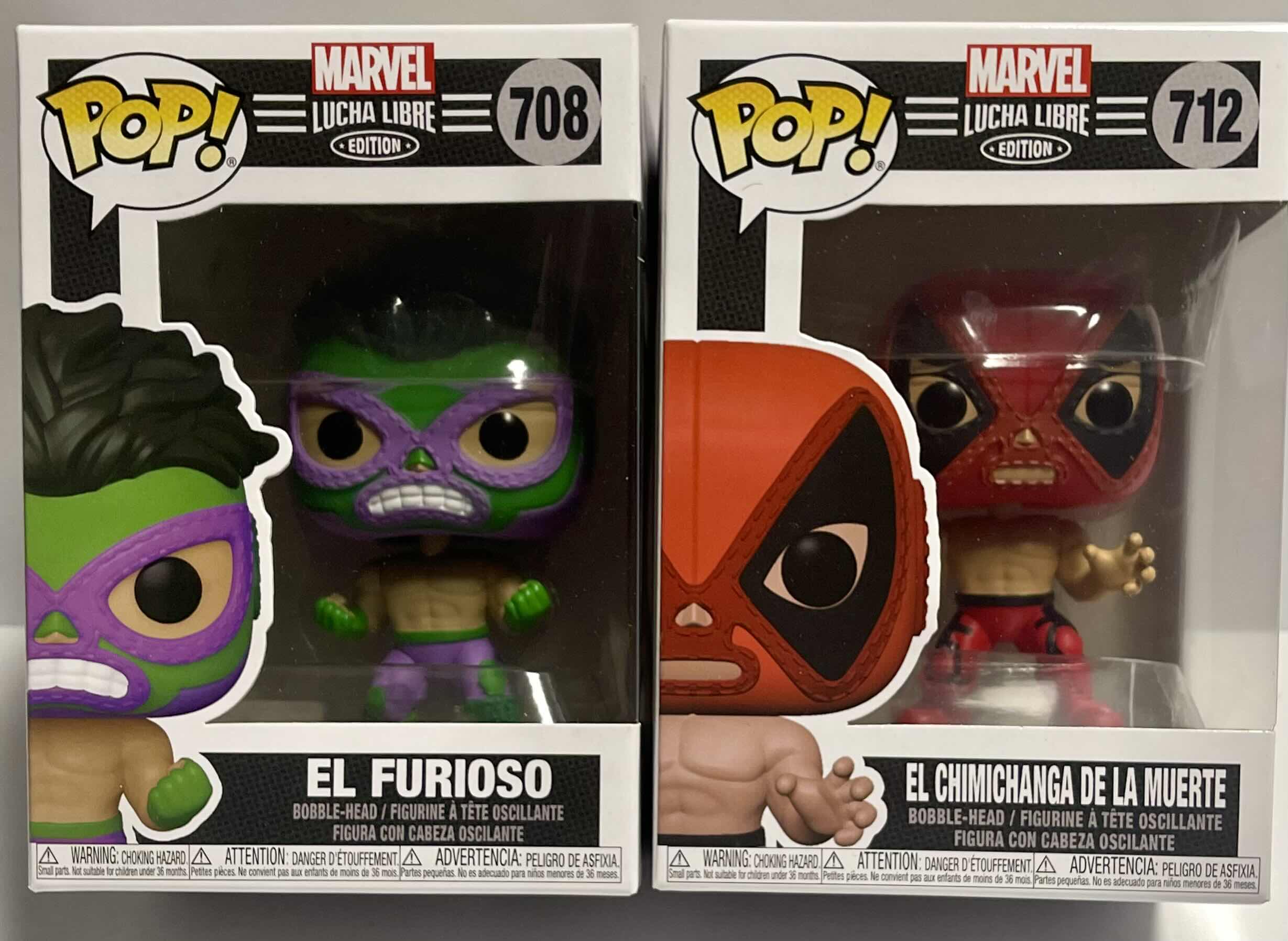 Photo 1 of NIB FUNKO POP MARVEL SERIES LUCHA LIBRE “EL FURIOSO & EL CHIMICHANGA DE LA MUERTE” - RETAIL PRICE $32.00