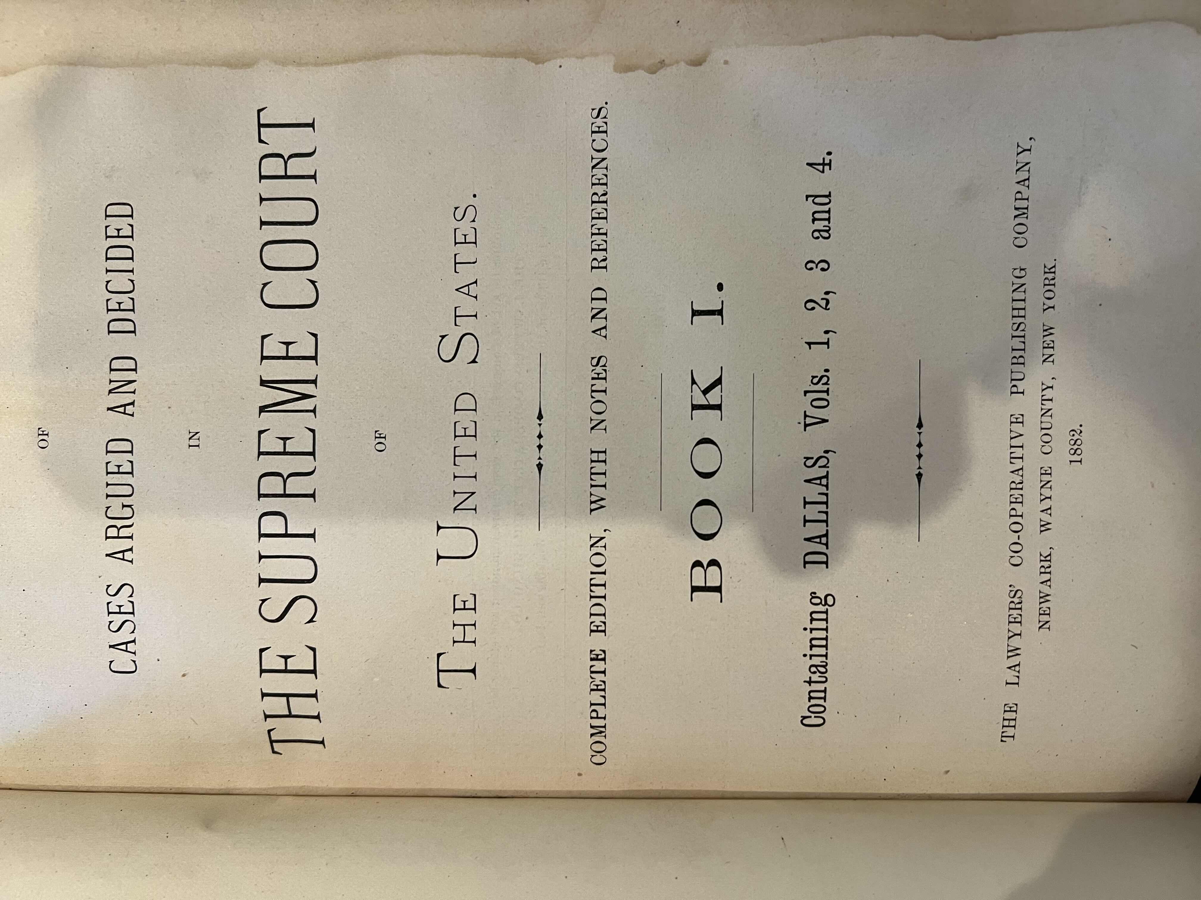 Photo 2 of 7-RARE ANTIQUE "SUPREME COURT REPORTS" PUBLISHED 1896, VOLUMES 36-42 ONLY (ADDITIONAL VOLUMES SOLD SEPARATELY)