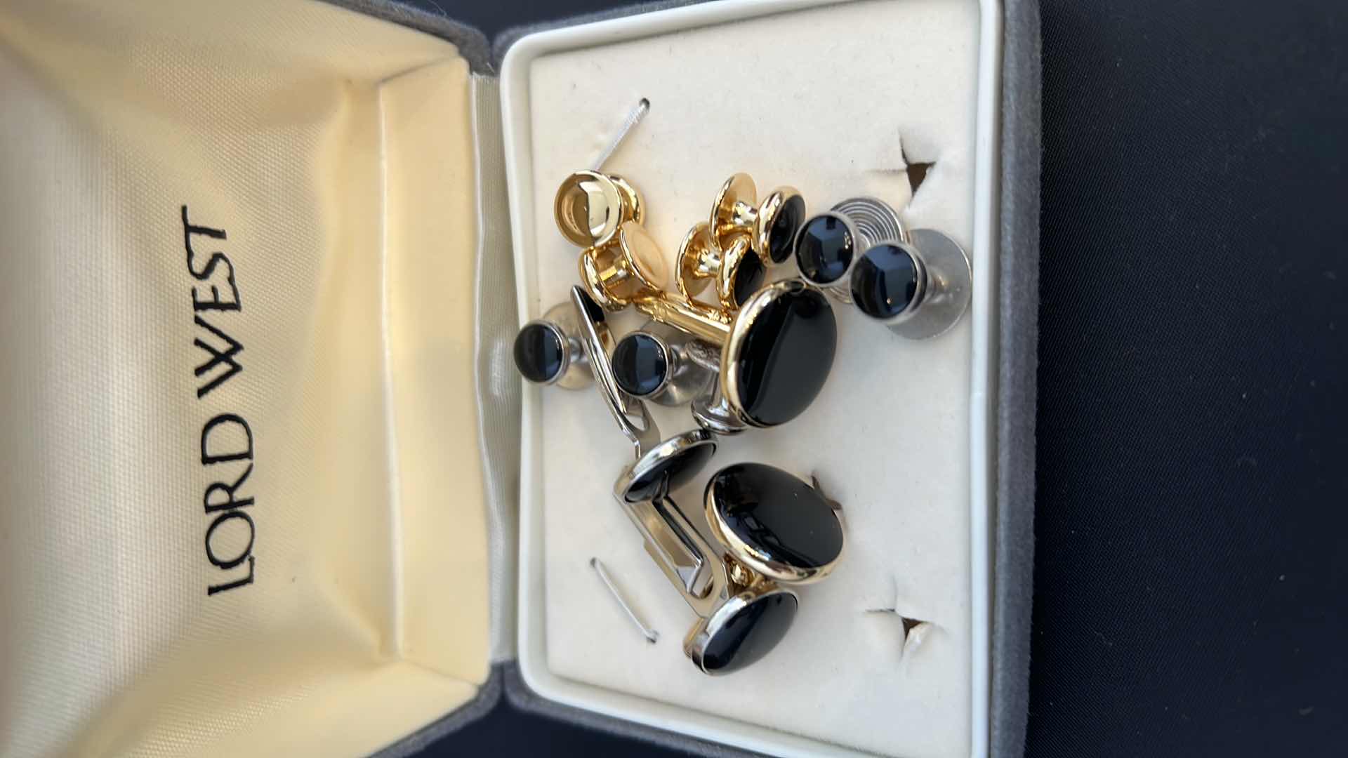 Photo 1 of ASSORTED CUFF LINKS AND COLLAR STAYS. SILVER/BLACK SILVER/GOLD. $390