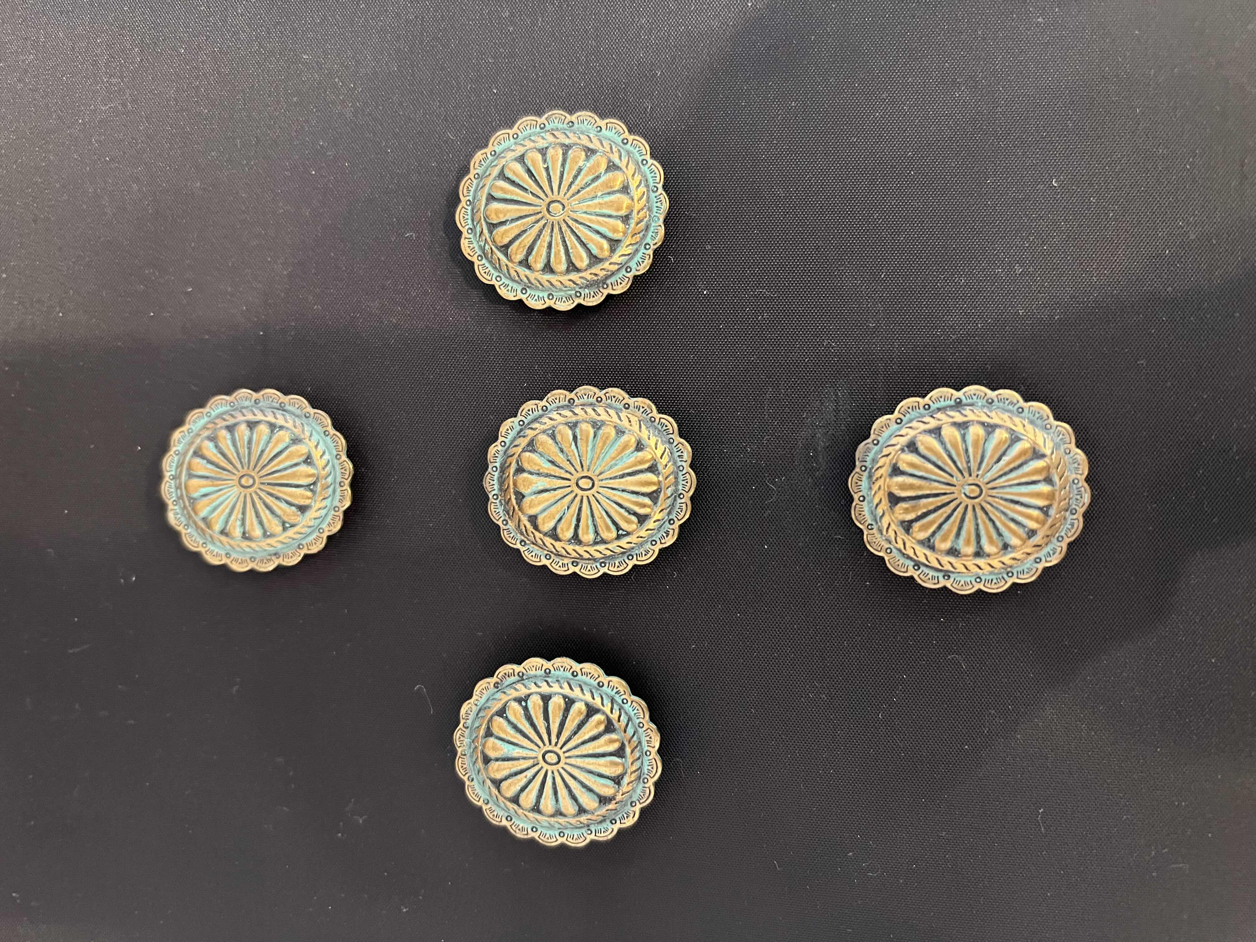 Photo 1 of 5-WESTERN BUTTON COVERS.  RUSTIC AND TURQUOISE ACCENTS.