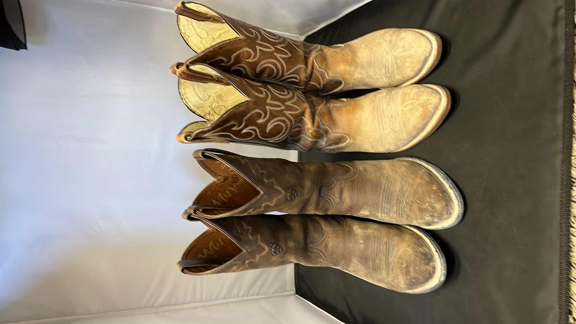 Photo 1 of 2 PAIRS OF 4LR-LEATHER COWBOY BOOTS MENS 8.5