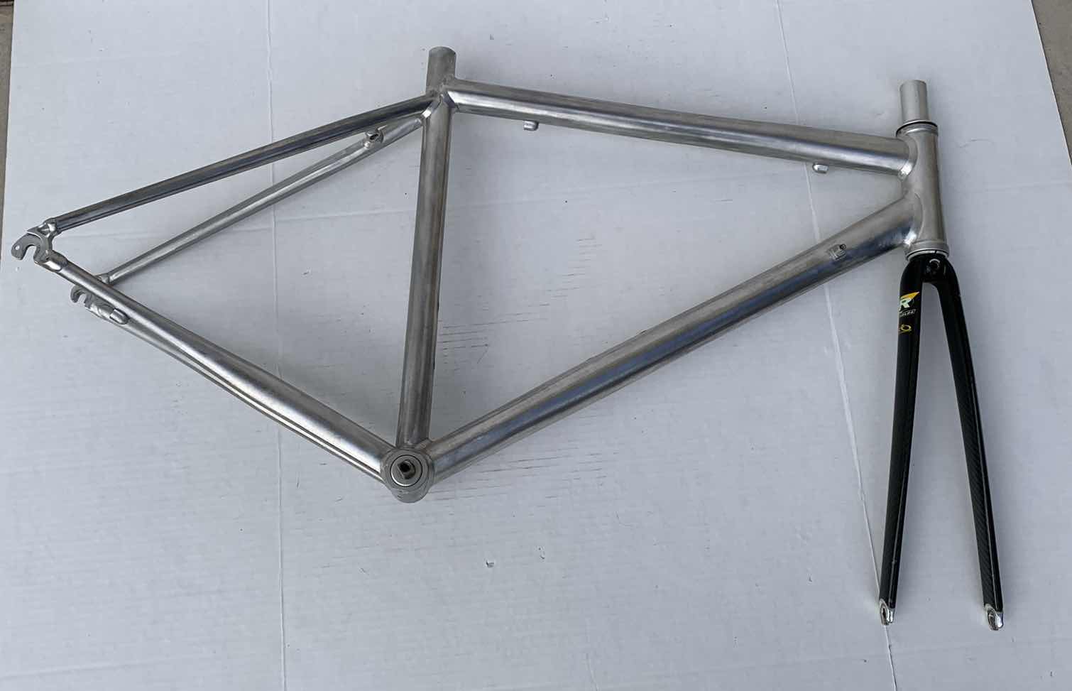 Photo 1 of REYNOLDS ALUMINUM BICYCLE FRAME WITH FORKS. 27" FRAME, BICYCLE PARTS.