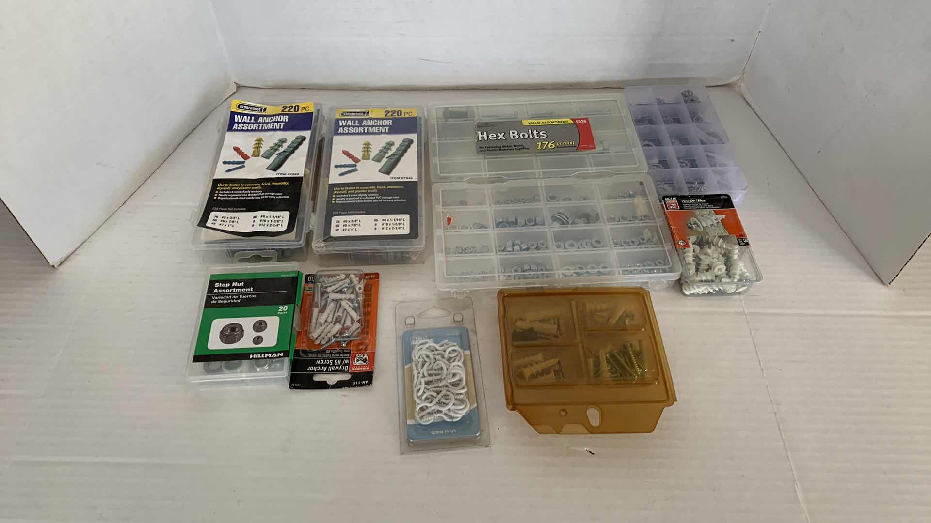 Photo 1 of ASSORTED WALL ANCHORS, HARDWARE AND HOOKS