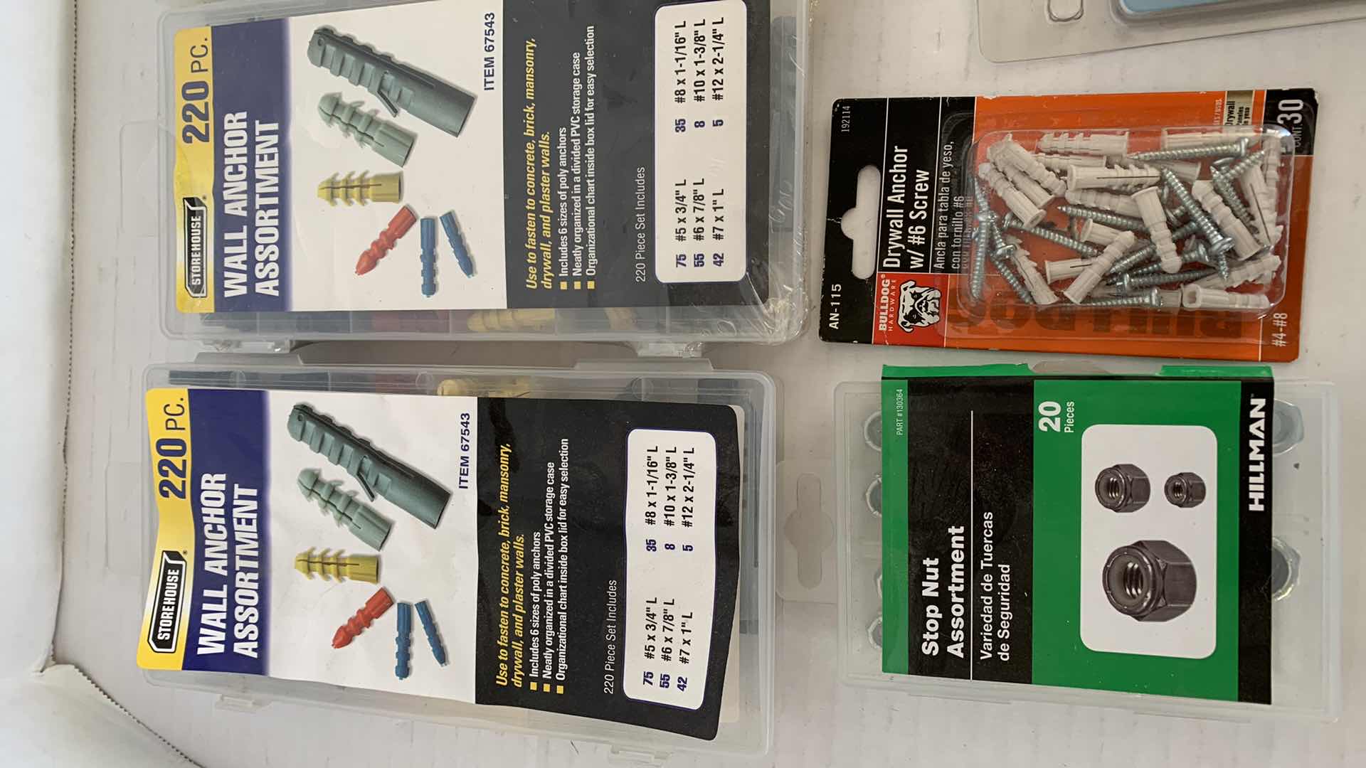 Photo 1 of ASSORTED WALL ANCHORS, HARDWARE AND HOOKS