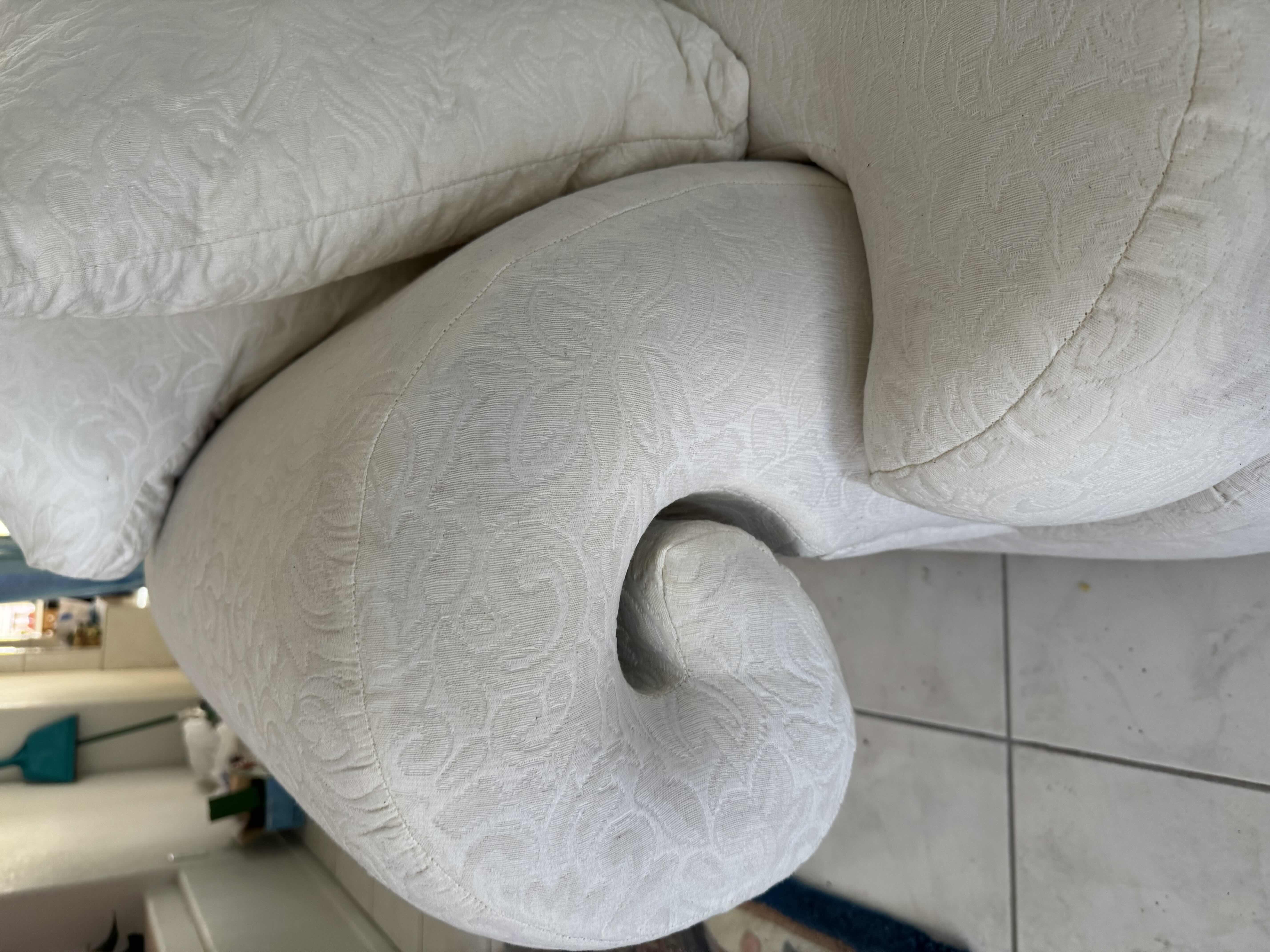Photo 1 of WHITE JACQARD FRENCH REVIVAL LOVESEAT 84”. PART OF SET (SOLD SEPARATELY)