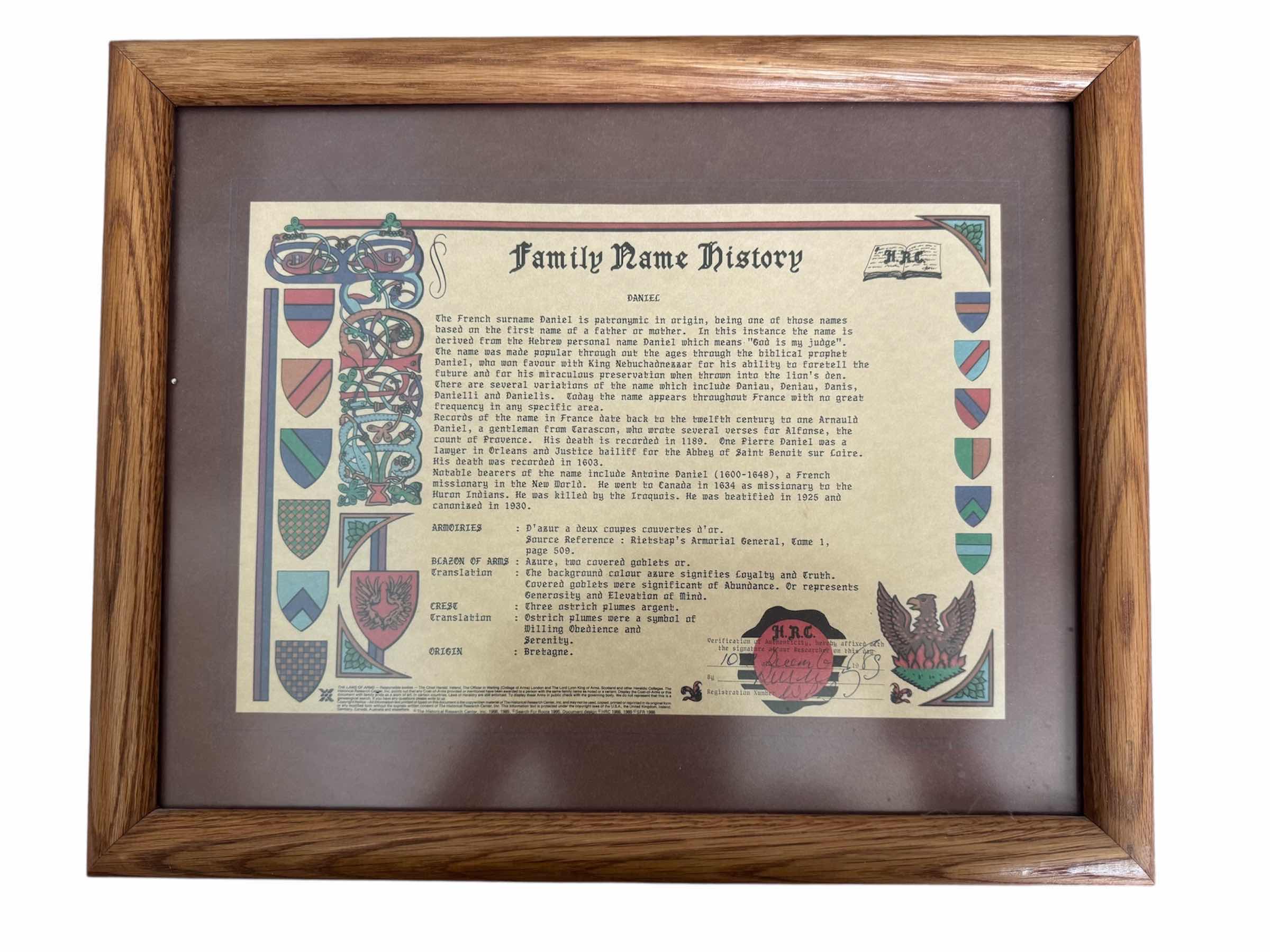 Photo 1 of 50
3- VINTAGE FRAMED CROSS STITCH AND FAMILY NAME HISTORY ARTWORK, HOME DECOR 

16” X 19” X H1”