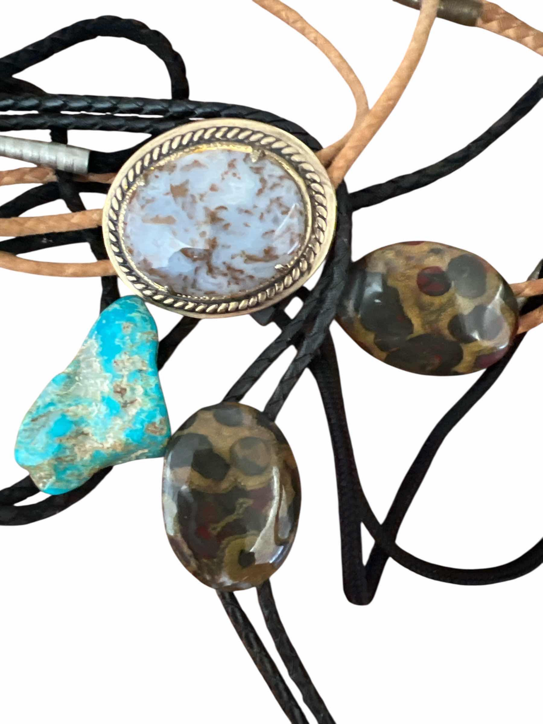 Photo 1 of 4 - MEN’S BOLO TIES - NATURAL STONE AND TURQUOISE