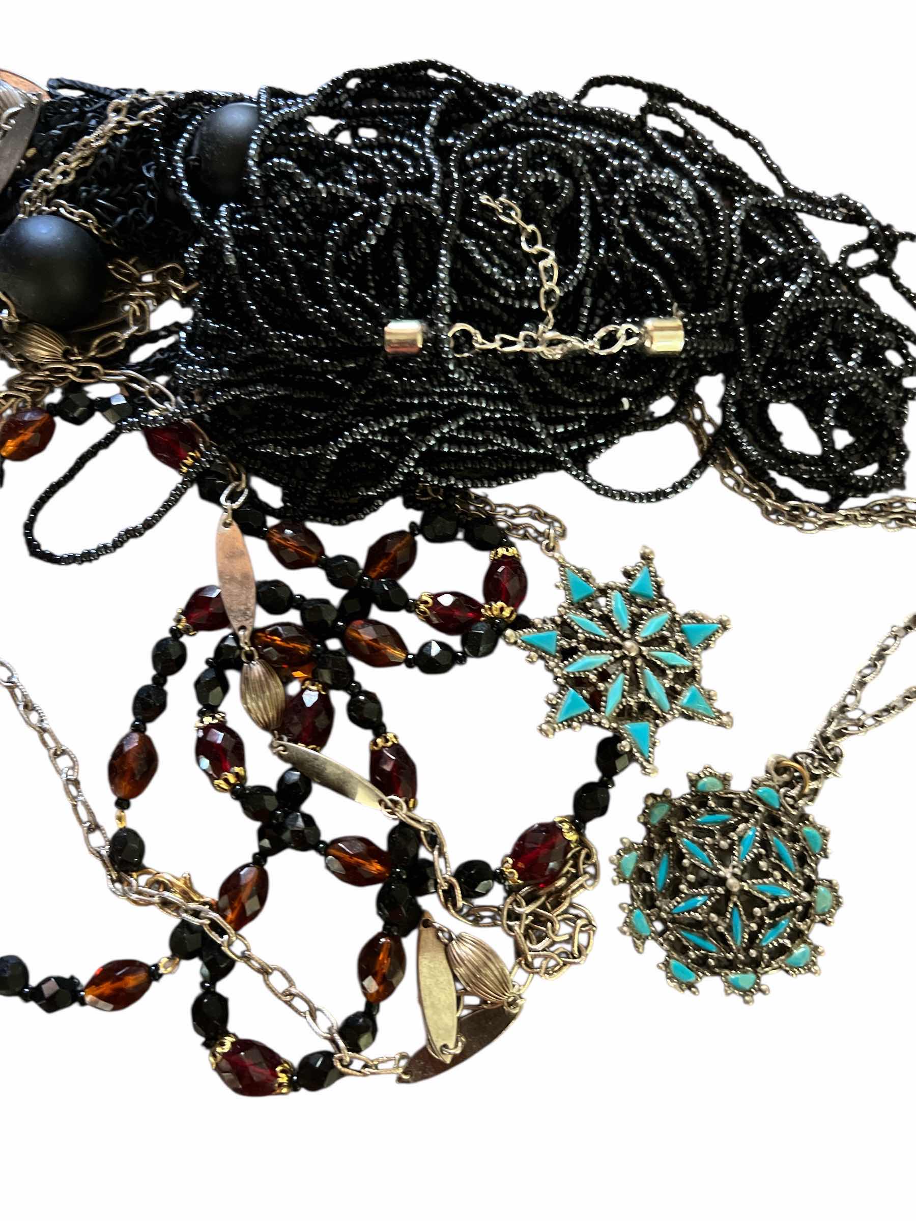 Photo 1 of JEWELRY LOT - VNTAGE - SILVER NECKLACE, BLUE STONE FILIGREE,  GLASS BEADS AND MORE