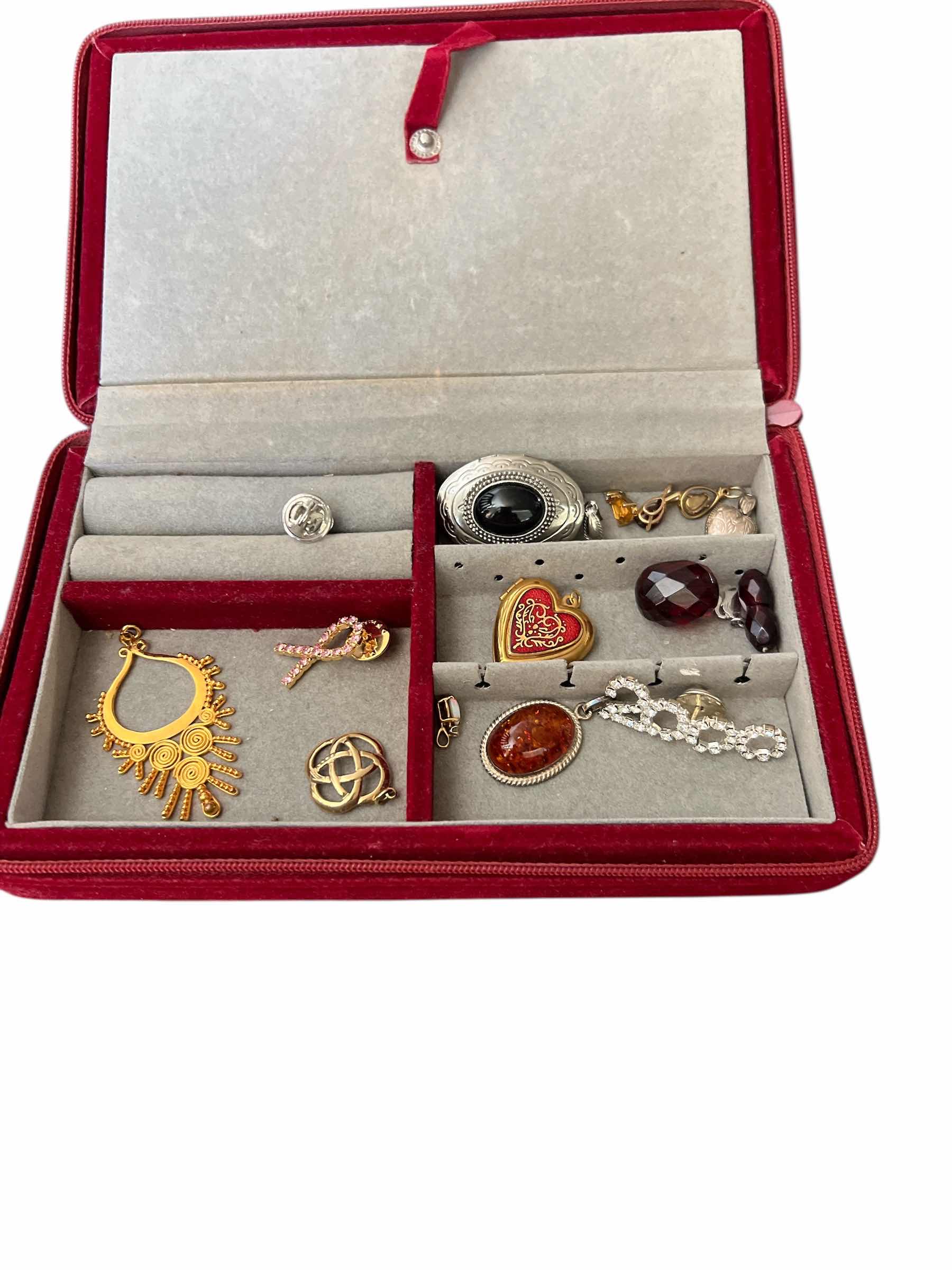 Photo 1 of JEWELRY BOX AND CONTENTS - 5” x 8” PENDANTS, LOCKETS AND MORE