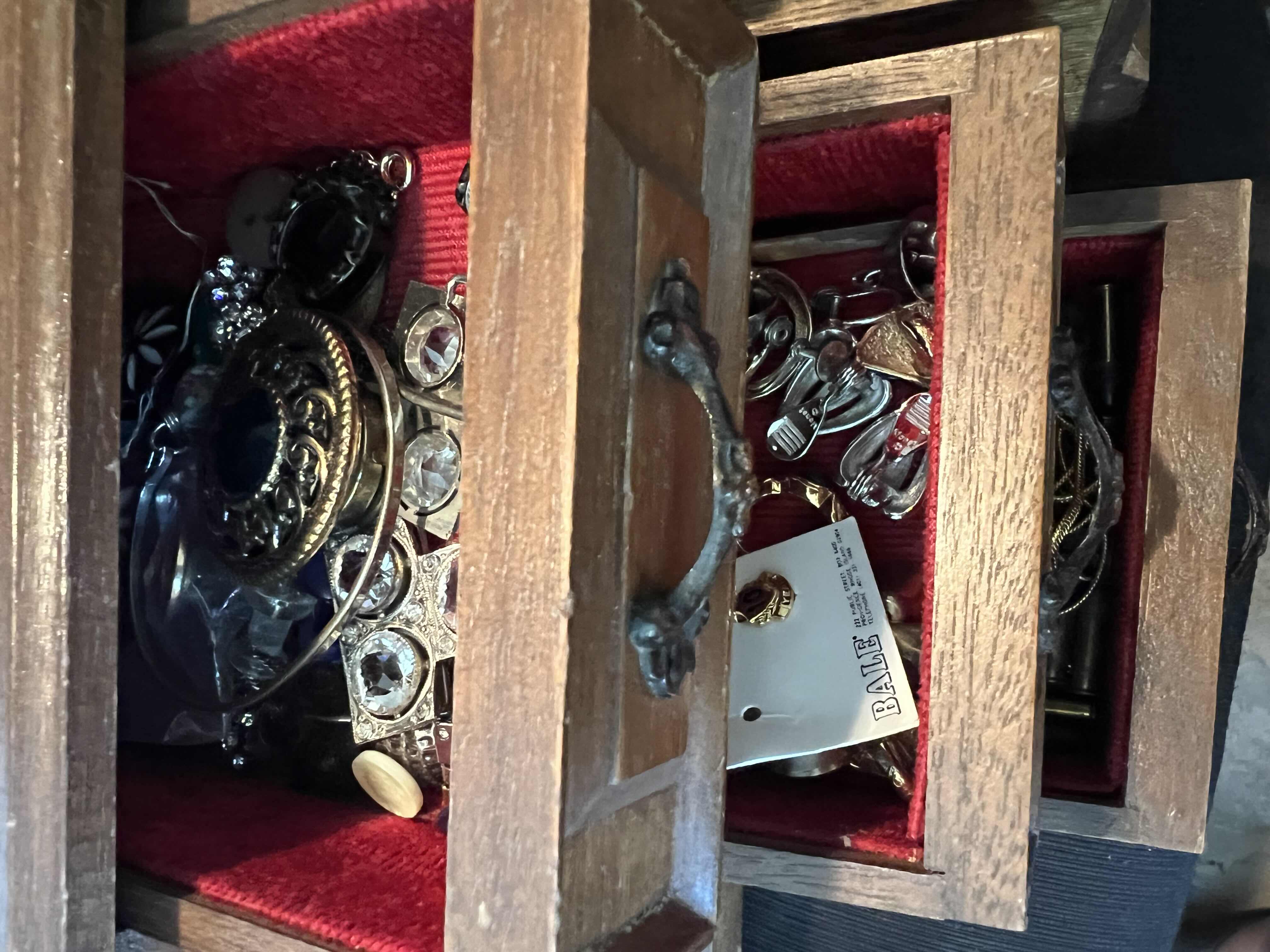 Photo 1 of WOODEN - 9 DRAWER JEWELRY BOX AND CONTENTS - 15” x 7” x 7”