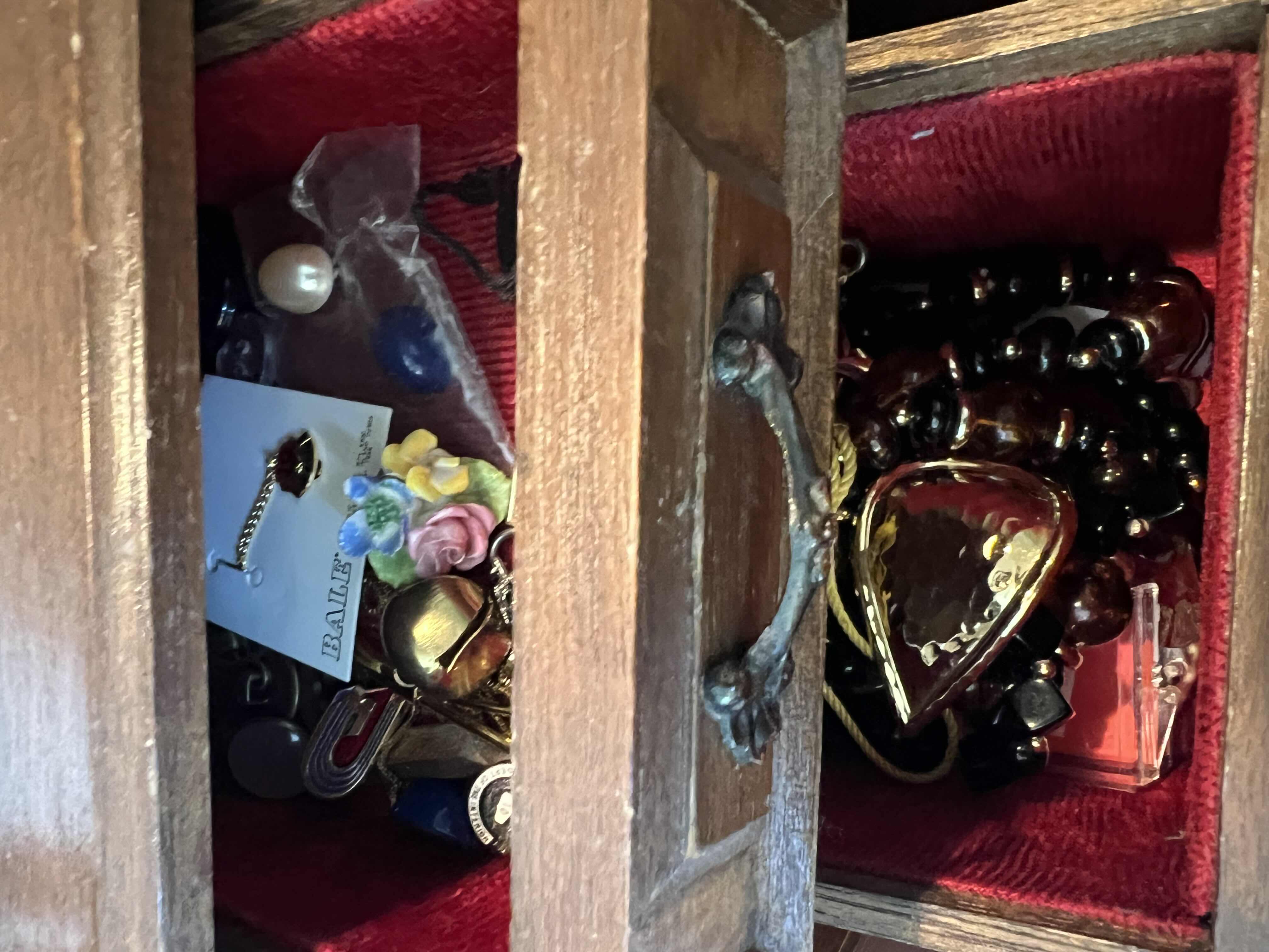 Photo 1 of WOODEN - 9 DRAWER JEWELRY BOX AND CONTENTS - 15” x 7” x 7”