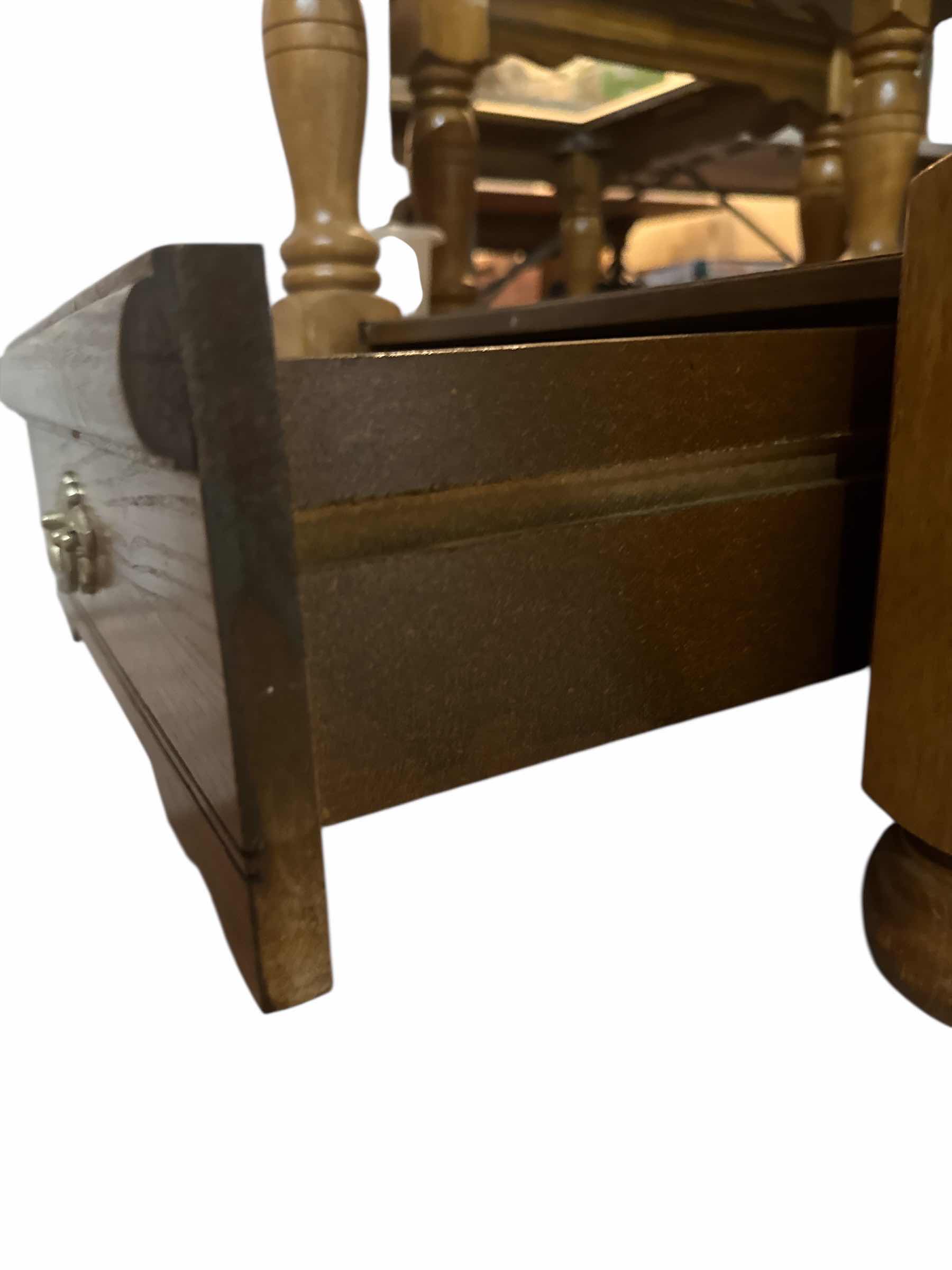 Photo 1 of END TABLE WITH GLASS TOP AND DRAWER 23“ x 27“ H 21”
