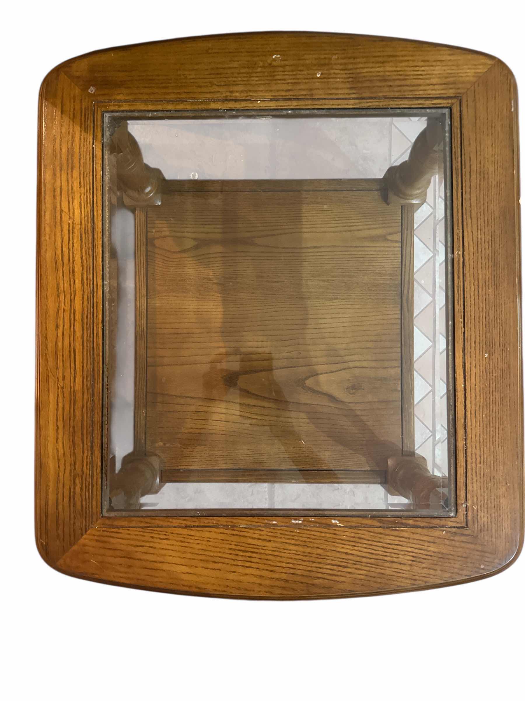 Photo 1 of END TABLE WITH GLASS TOP AND DRAWER 23“ x 27“ H 21”