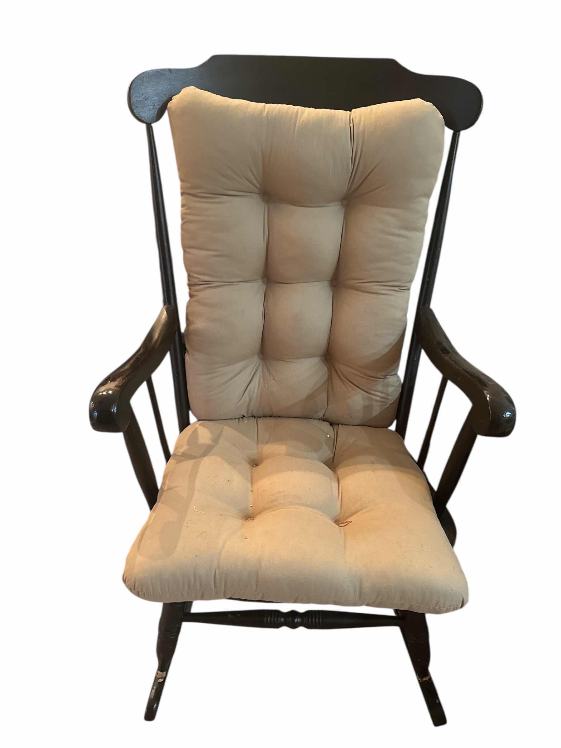 Photo 1 of BLACK ROCKING CHAIR WITH BEIGE CUSHIONS