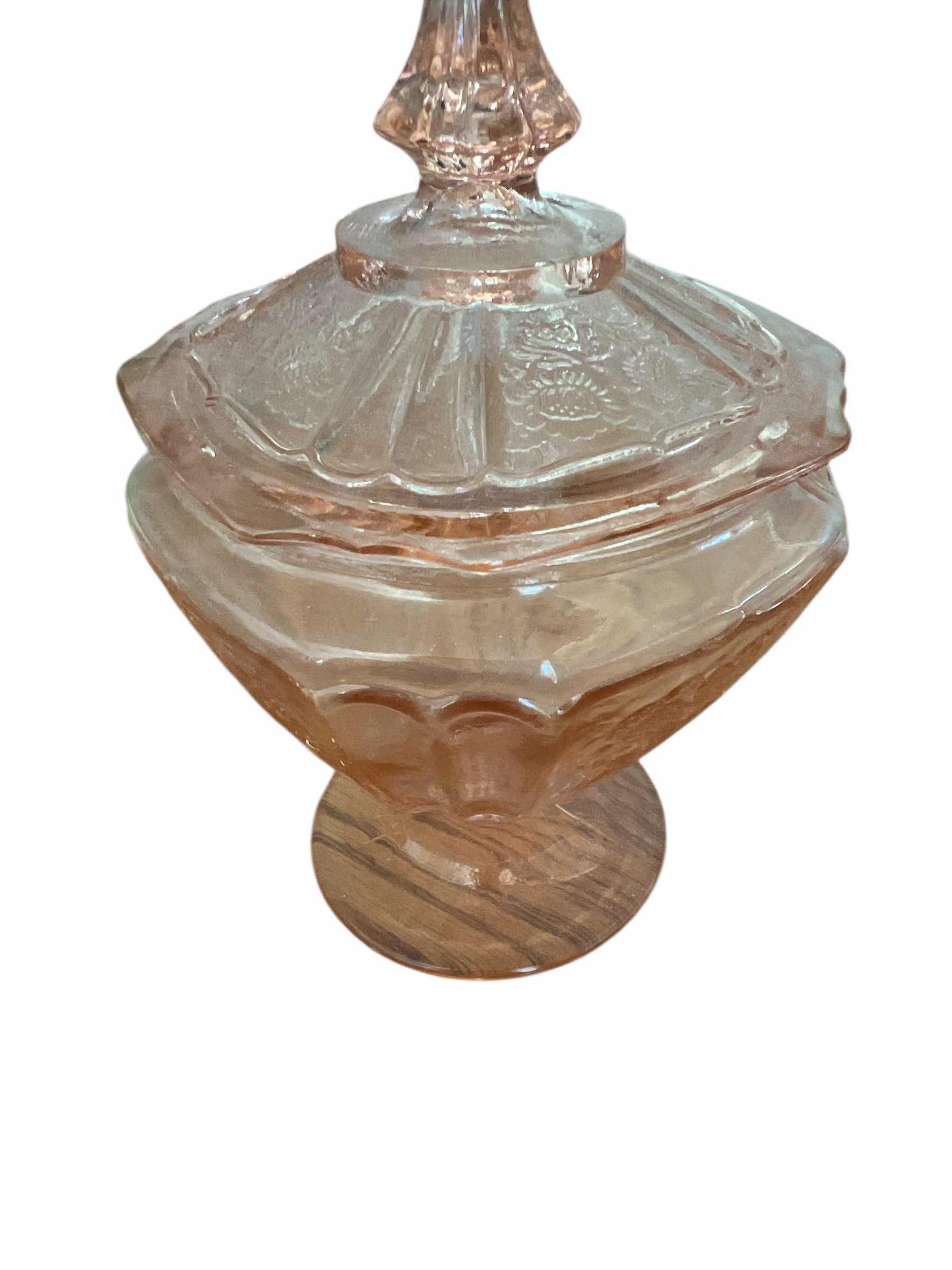 Photo 1 of PINK DEPRESSION GLASS LOT: COVERED COMPOTE AND 2 DISHES
