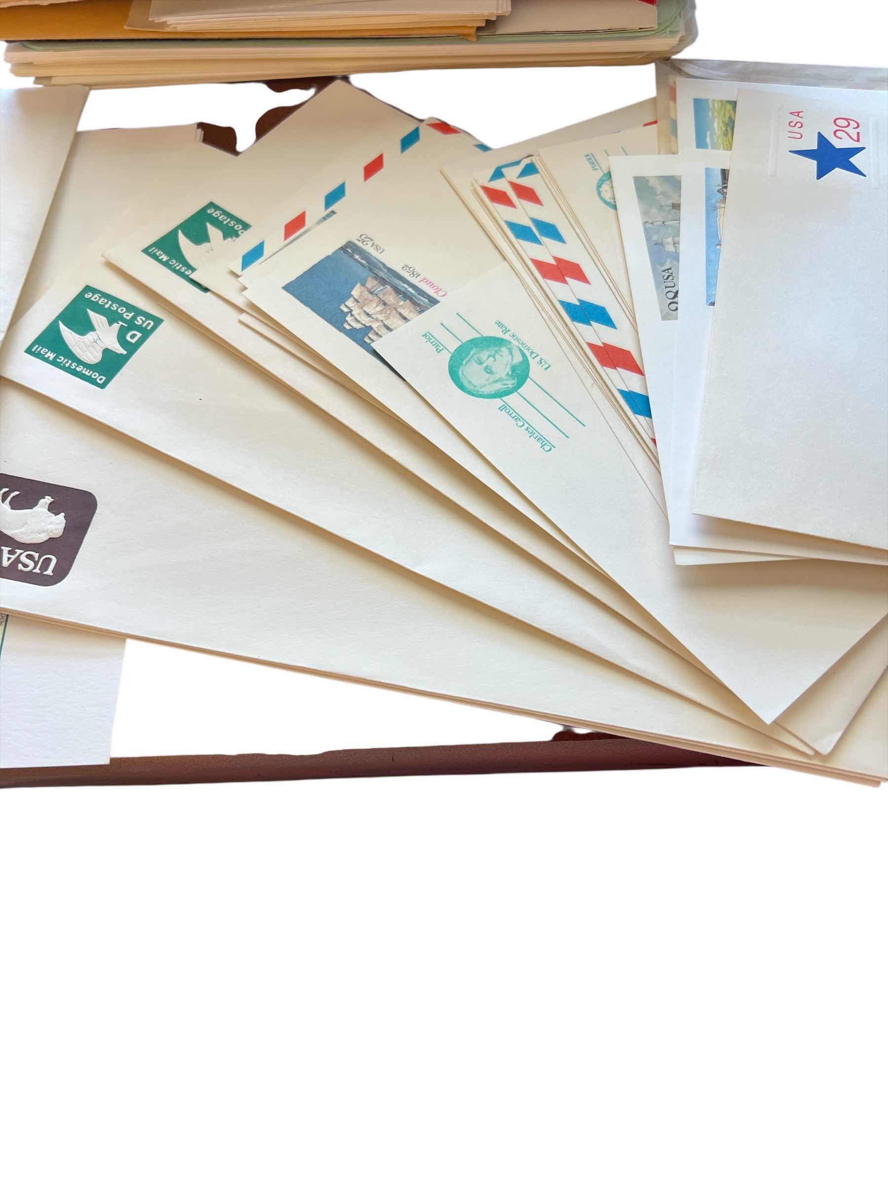 Photo 1 of LOT: UNUSED USPS VINTAGE PREPAID POSTCARDS, BICENTENNIAL INAUGURATION STAMP SET AND MISC ATAMP COLLECTING SUPPLIES - NO RETURNS