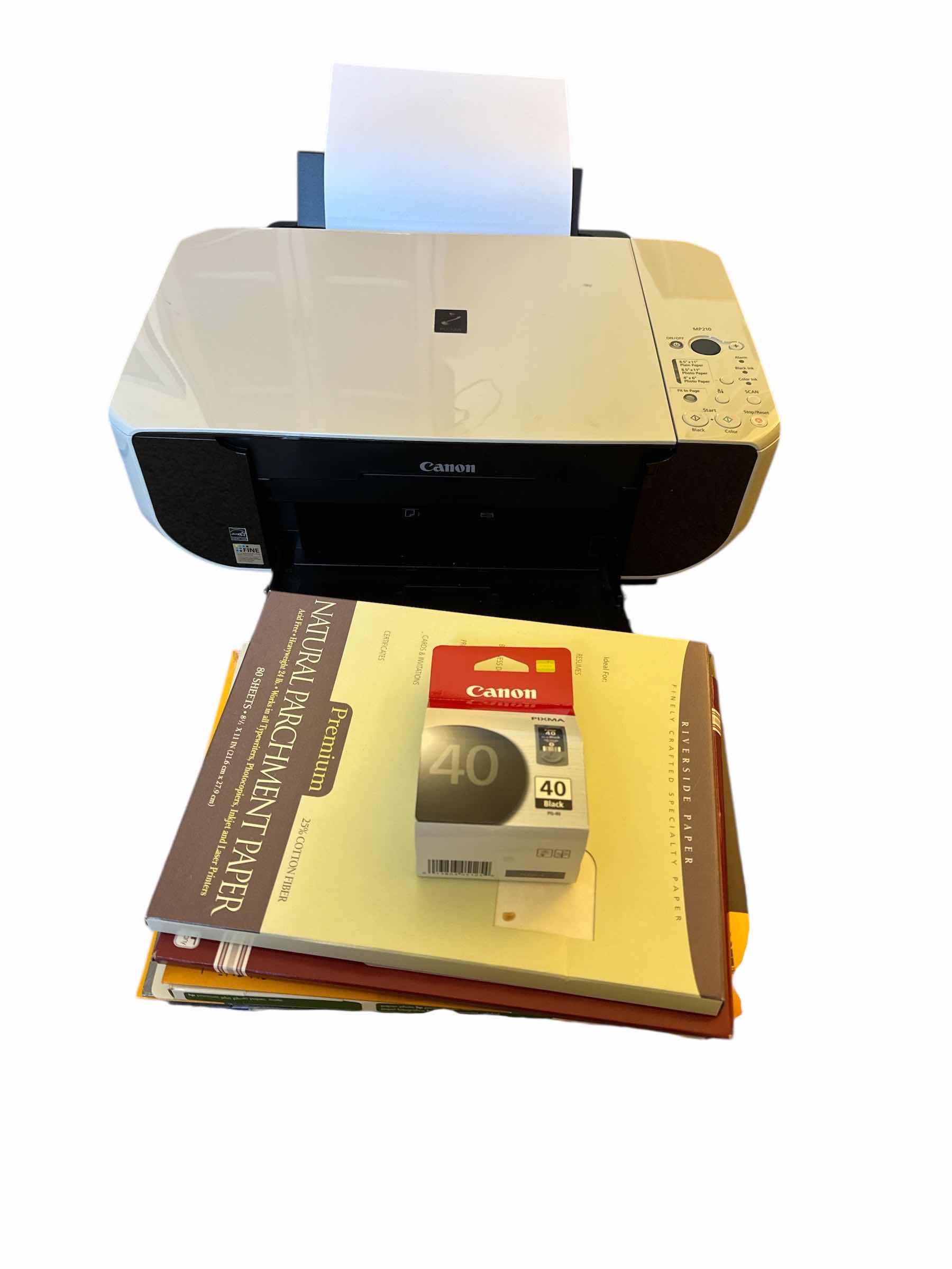 Photo 1 of CANON MP210 PRINTER WITH VARIOUS PAPERS AND INK