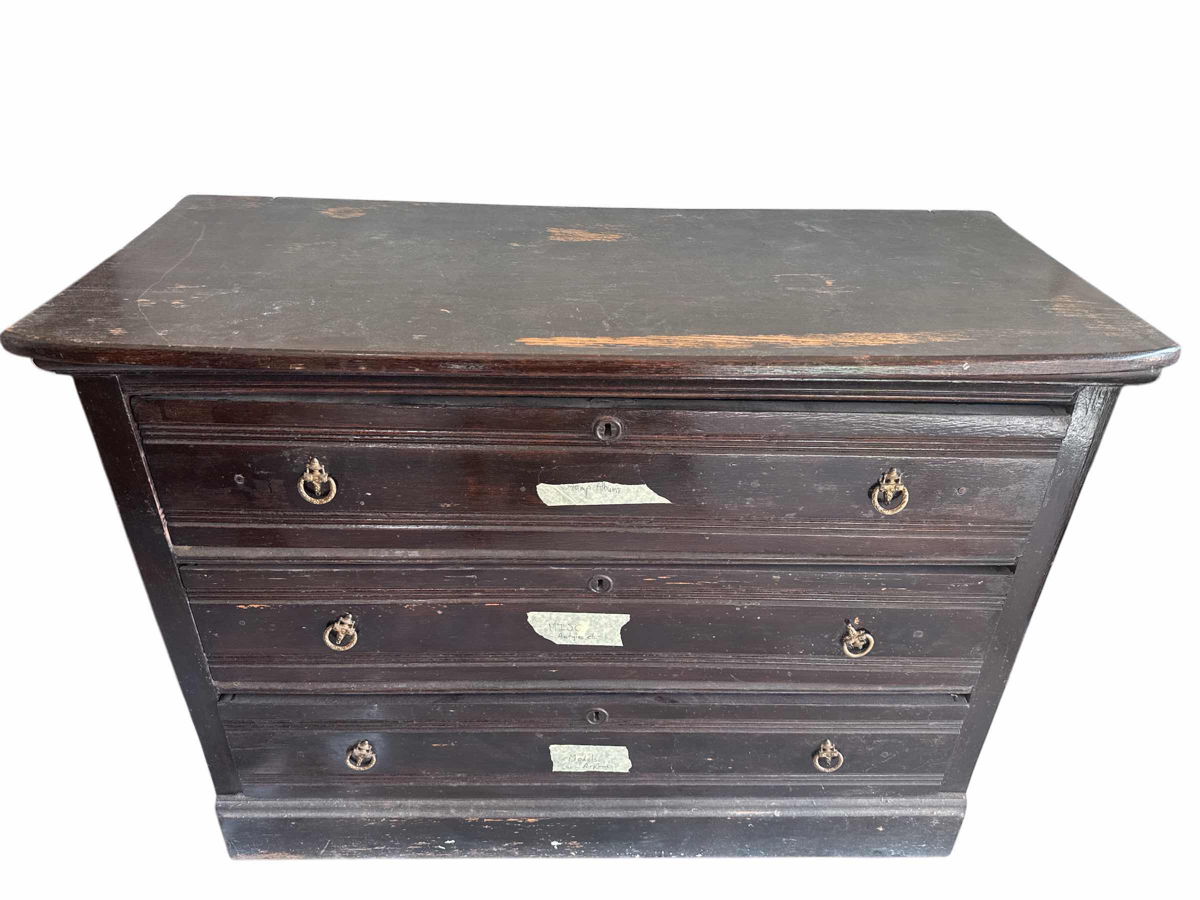 Photo 1 of VINTAGE DARK STAINED DRESSER 42” x 19” H 31”