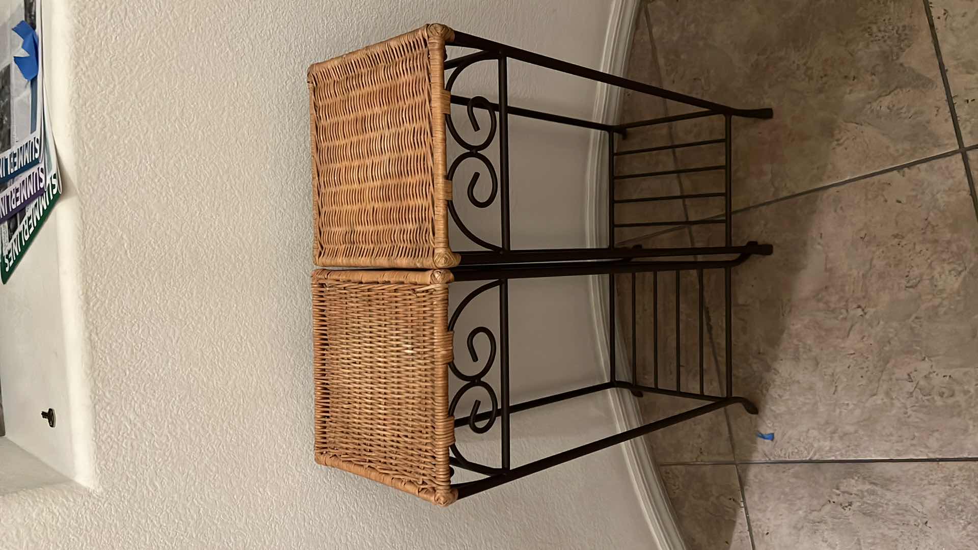Photo 1 of WICKER AND METAL PLANT STAND - 30” H