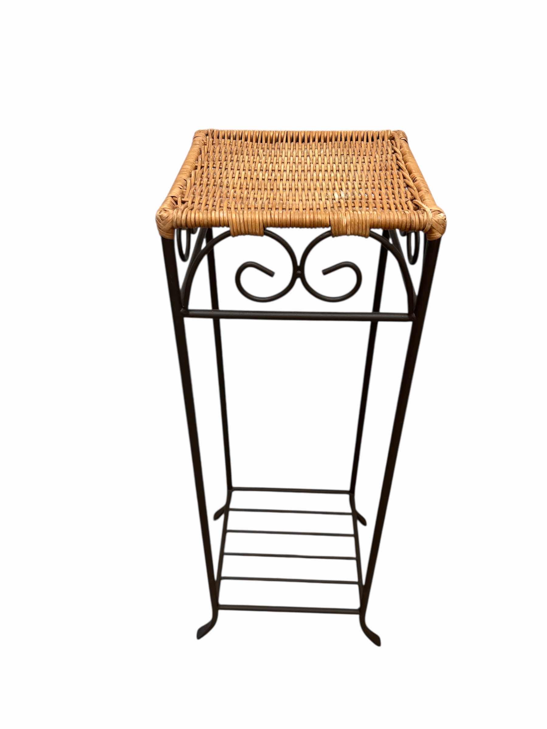 Photo 1 of WICKER AND METAL PLANT STAND - 30” H