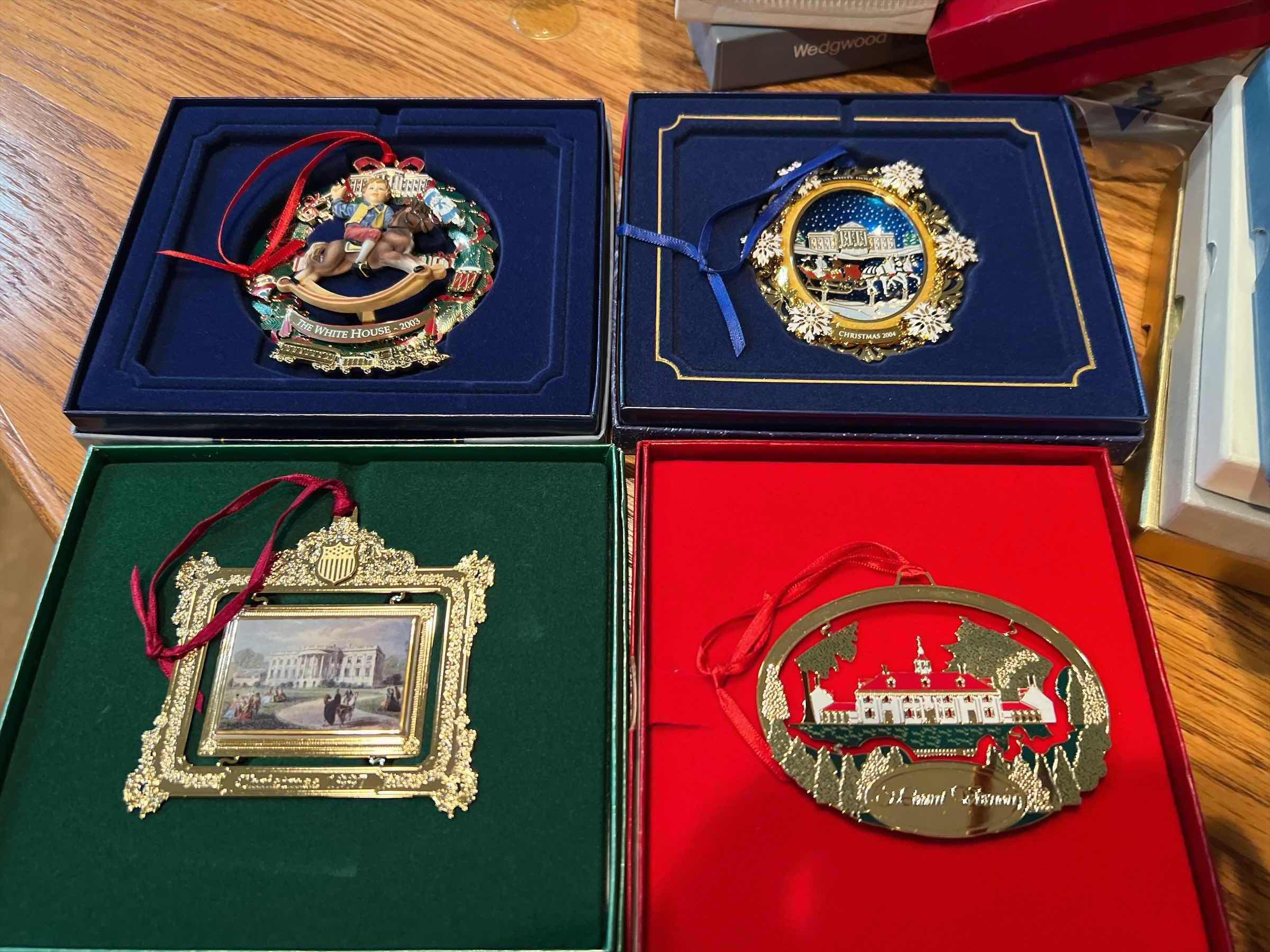 Photo 1 of WHITE HOUSE HISTORICAL ASSOCIATION CHRISTMAS ORNAMENTS 5 - ALL WITH CERTIFICATES IF AUTHENTICITY