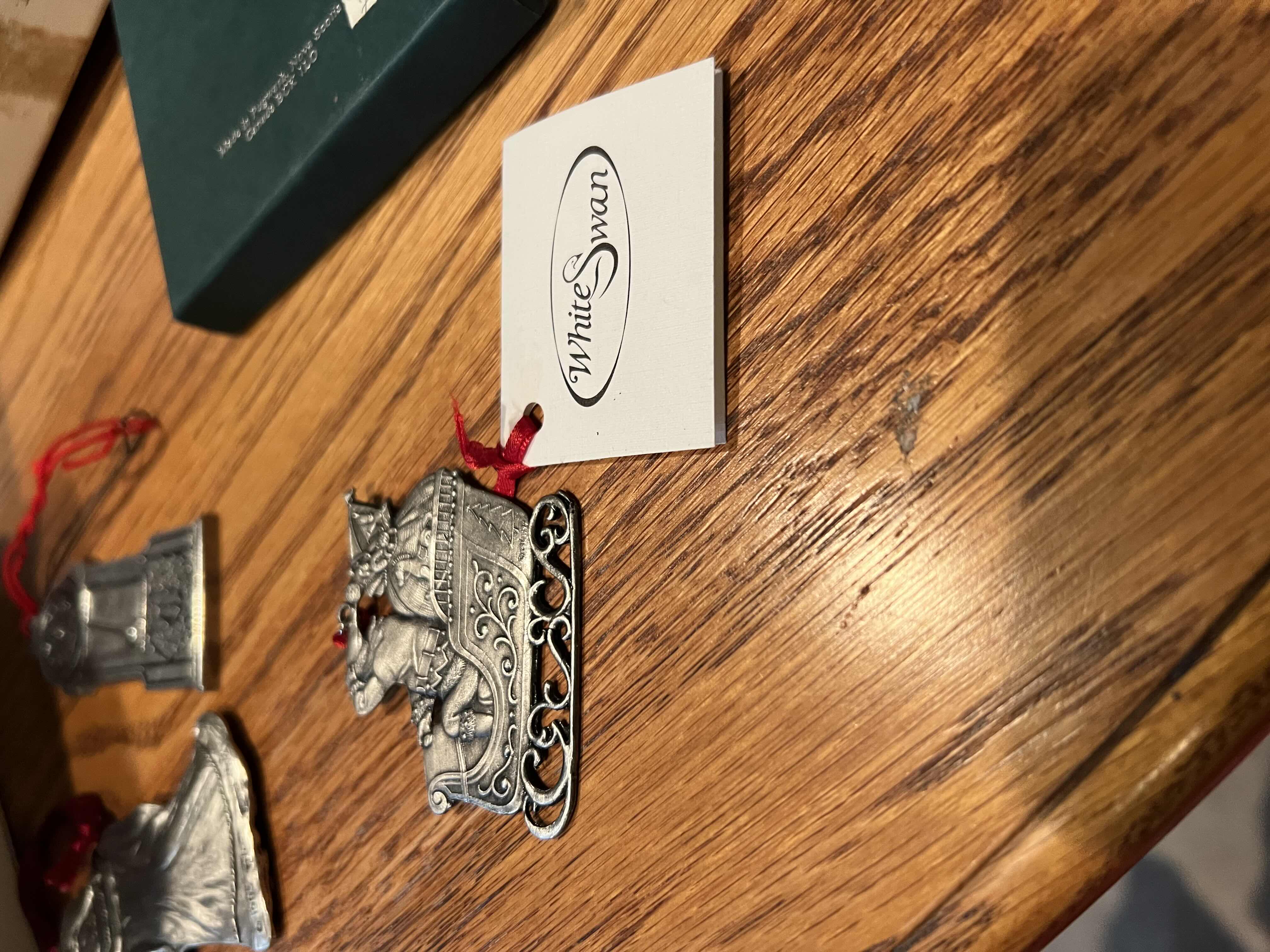 Photo 1 of LOT OF PEWTER CHRISTMAS ORNAMENTS SEAGULL PEWTER ARTIST SIGNED AND WHITE SWAN PEWTER