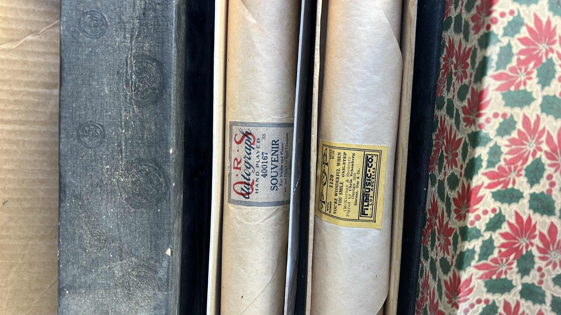 Photo 1 of LARGO BOX OF VINTAGE PLAYER PIANO ROLLS