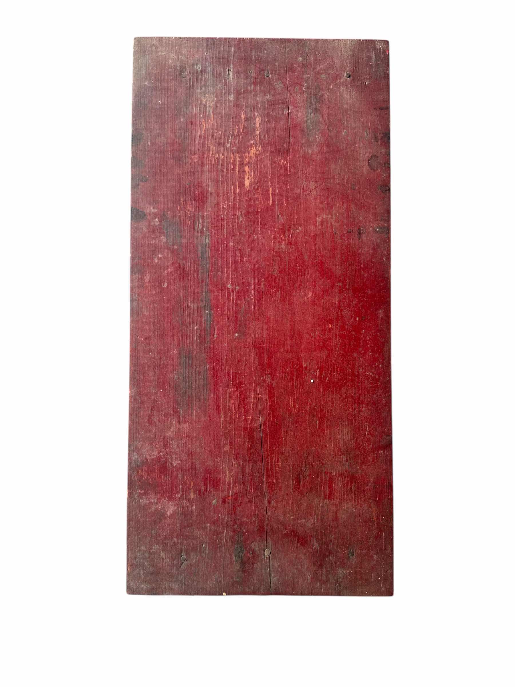 Photo 1 of RED VINTAGE WOOD TABLE 24“ x 11“ H 25”