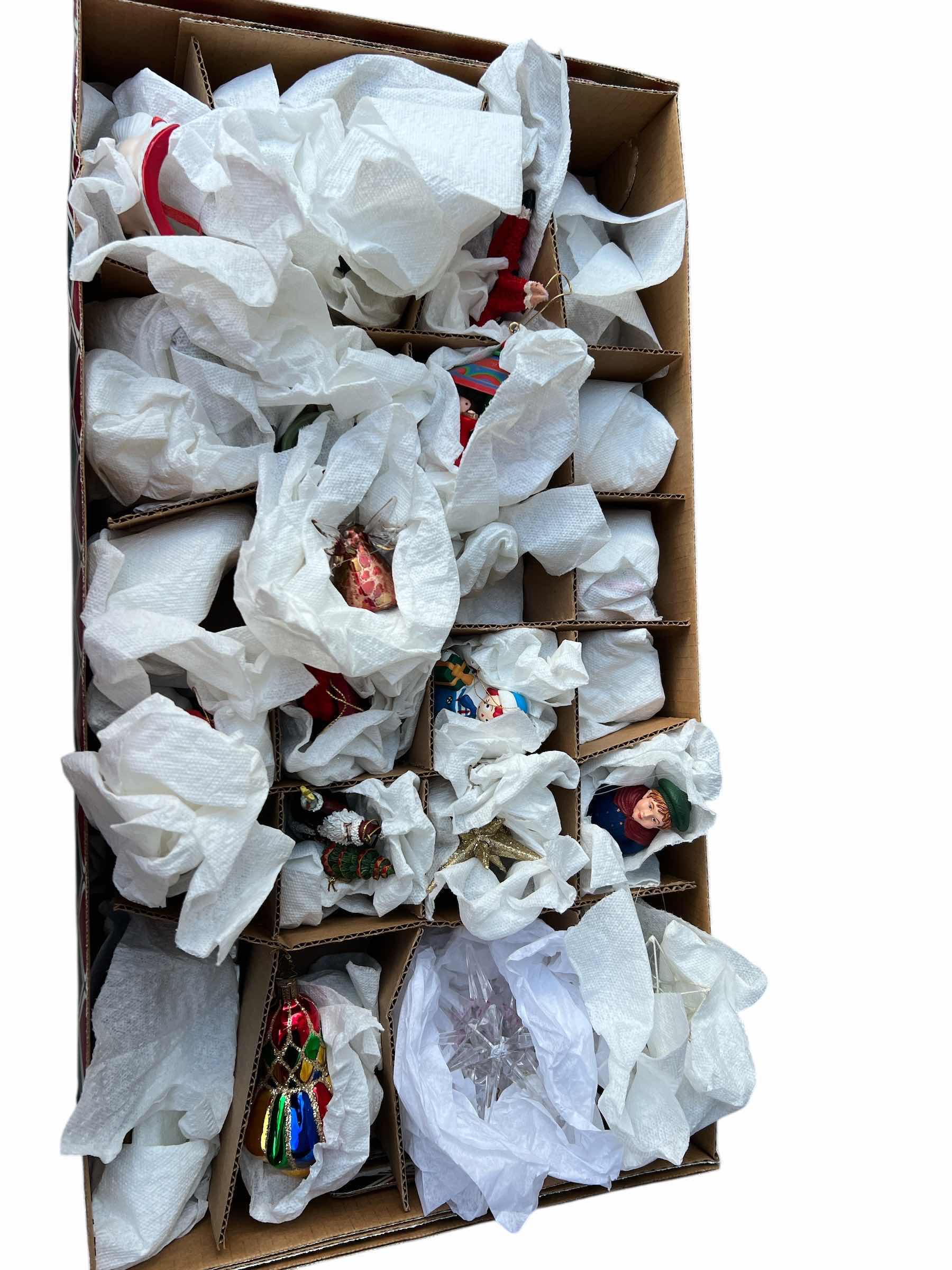 Photo 1 of LOT OF CHRISTMAS DECOR - SERENITY NATIVITY SET  - SPOSE DIPPING SETS - STOCKING HANGERS - OVER 40 ASSORTED ORNAMENTS