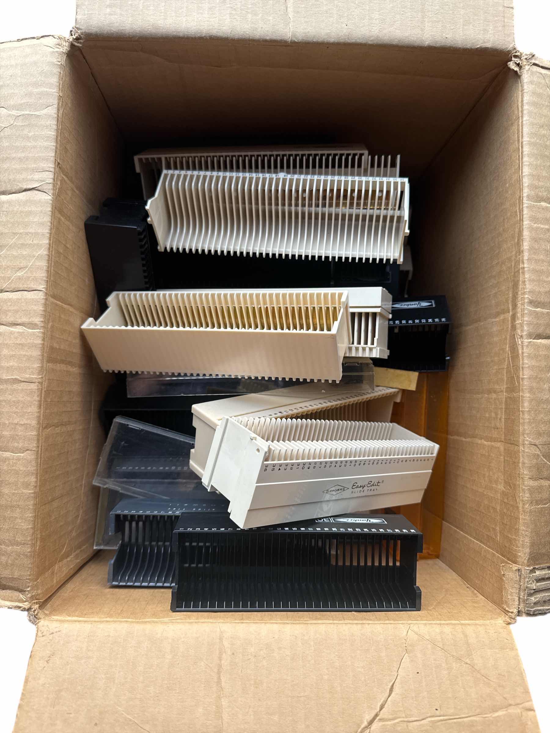 Photo 1 of BOX OF ASSORTED 35MM SLIDE TRAY HOLDERS