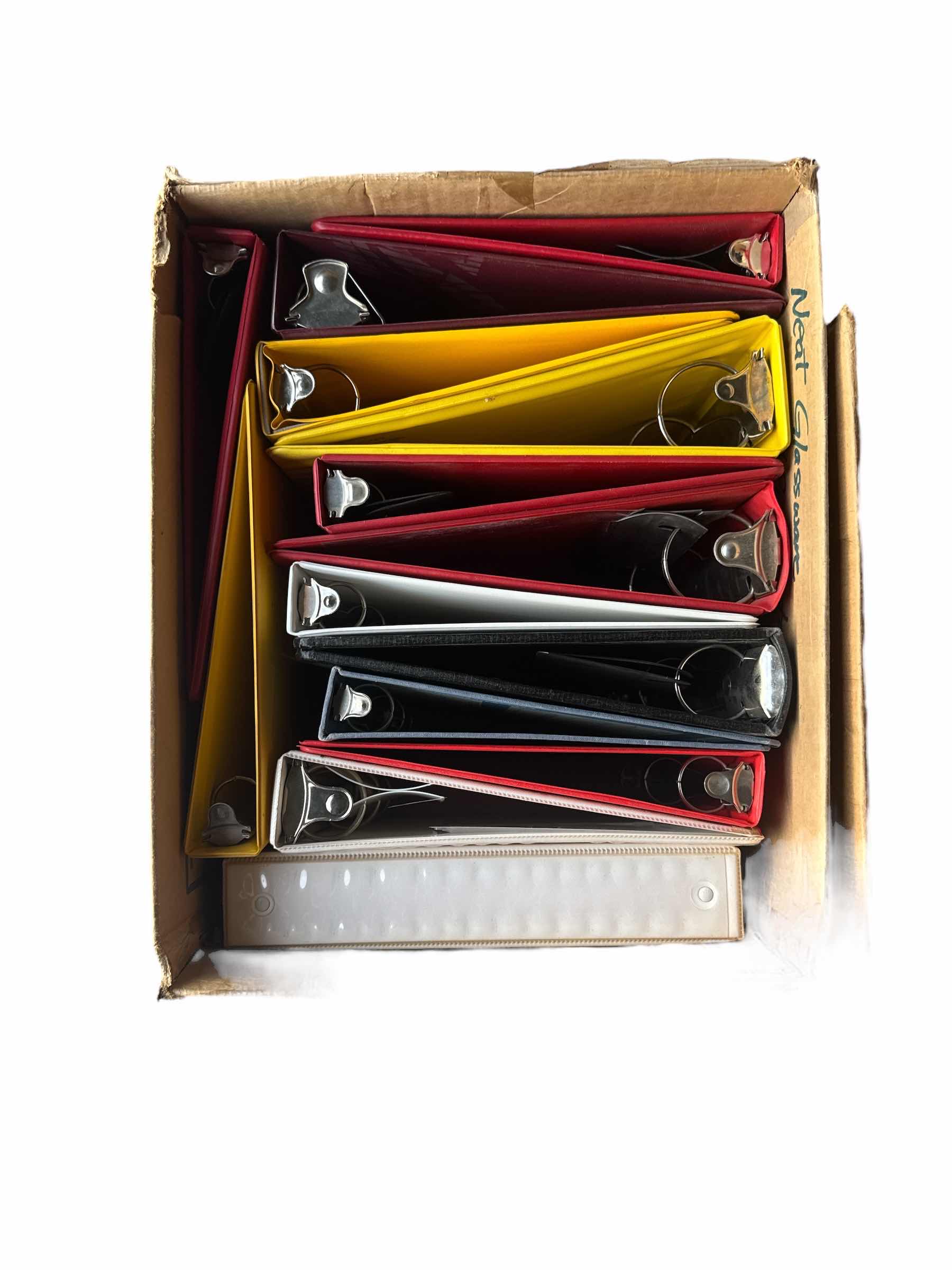 Photo 1 of BOX OF ASSORTED BINDERS