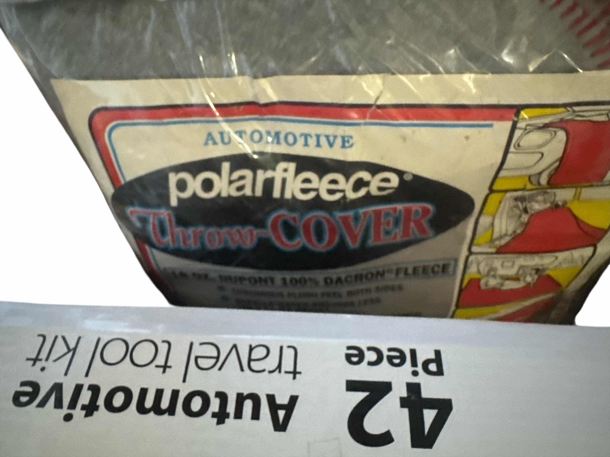Photo 1 of CONTENTS ON SHELF: EMERGENCY BLANKET, 3 NIB ROADSIDE EMERGENCY KITS, TRAVEL TOOL KIT