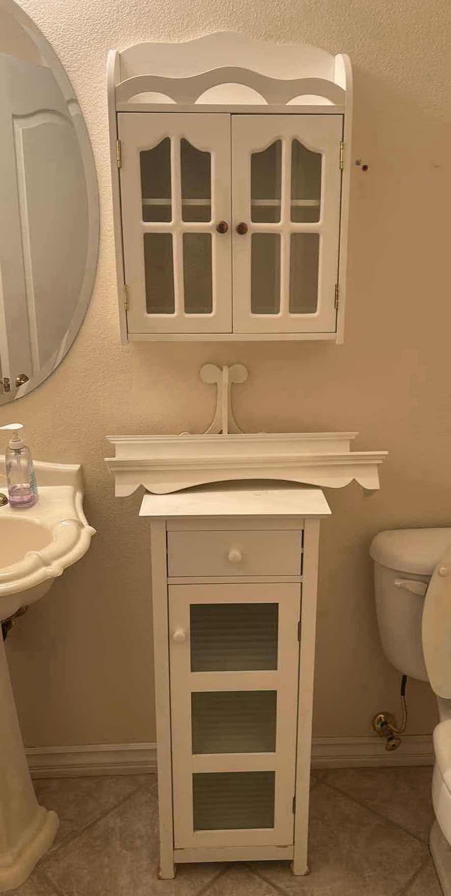 Photo 1 of 3PC WHITE WALL CABINET SHELF FLOOR CABINET
